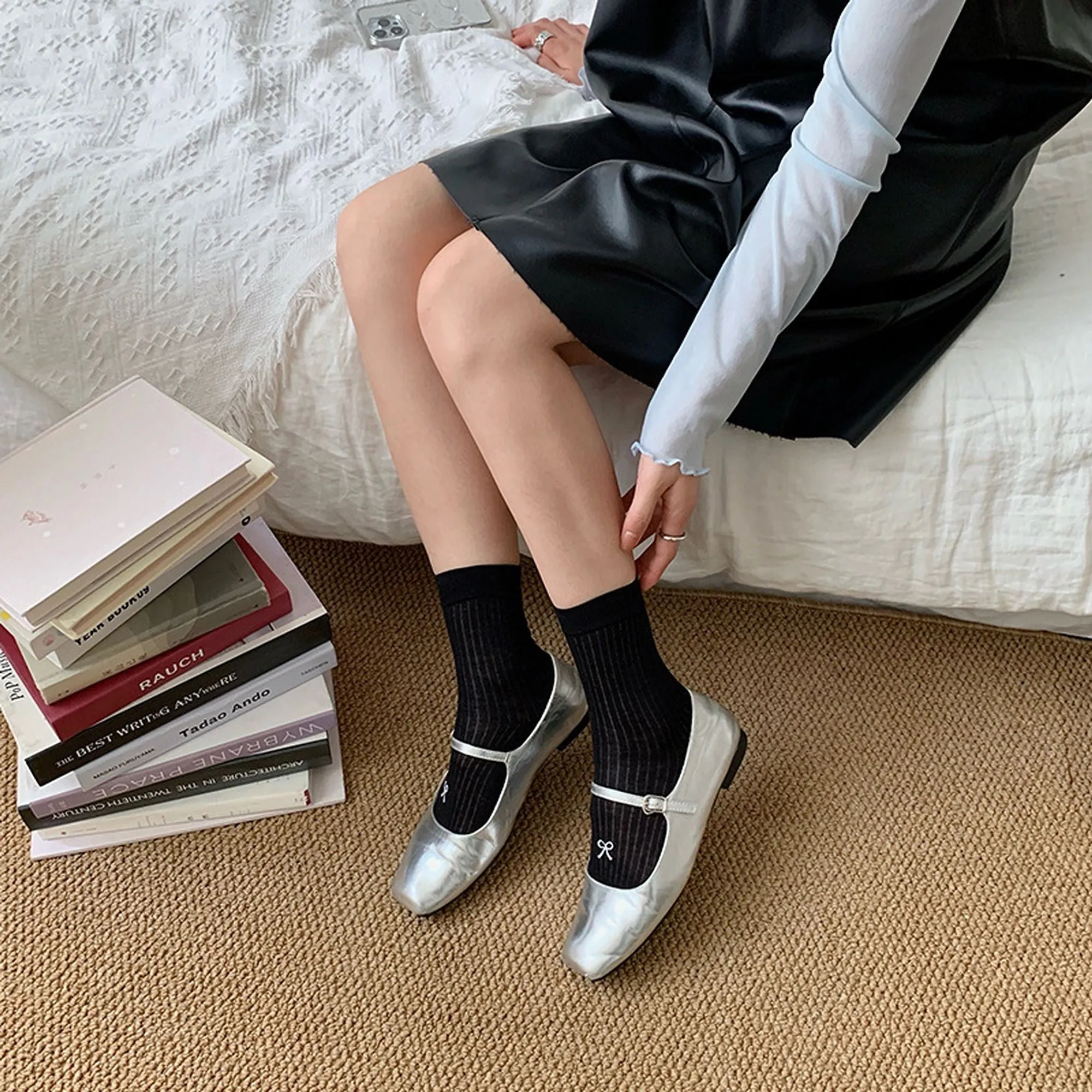 Anna-Kaci Women's Ribbed Ankle Socks with Bow Embroidery 6Pk sold by Anna-Kaci product image thumbnail 4