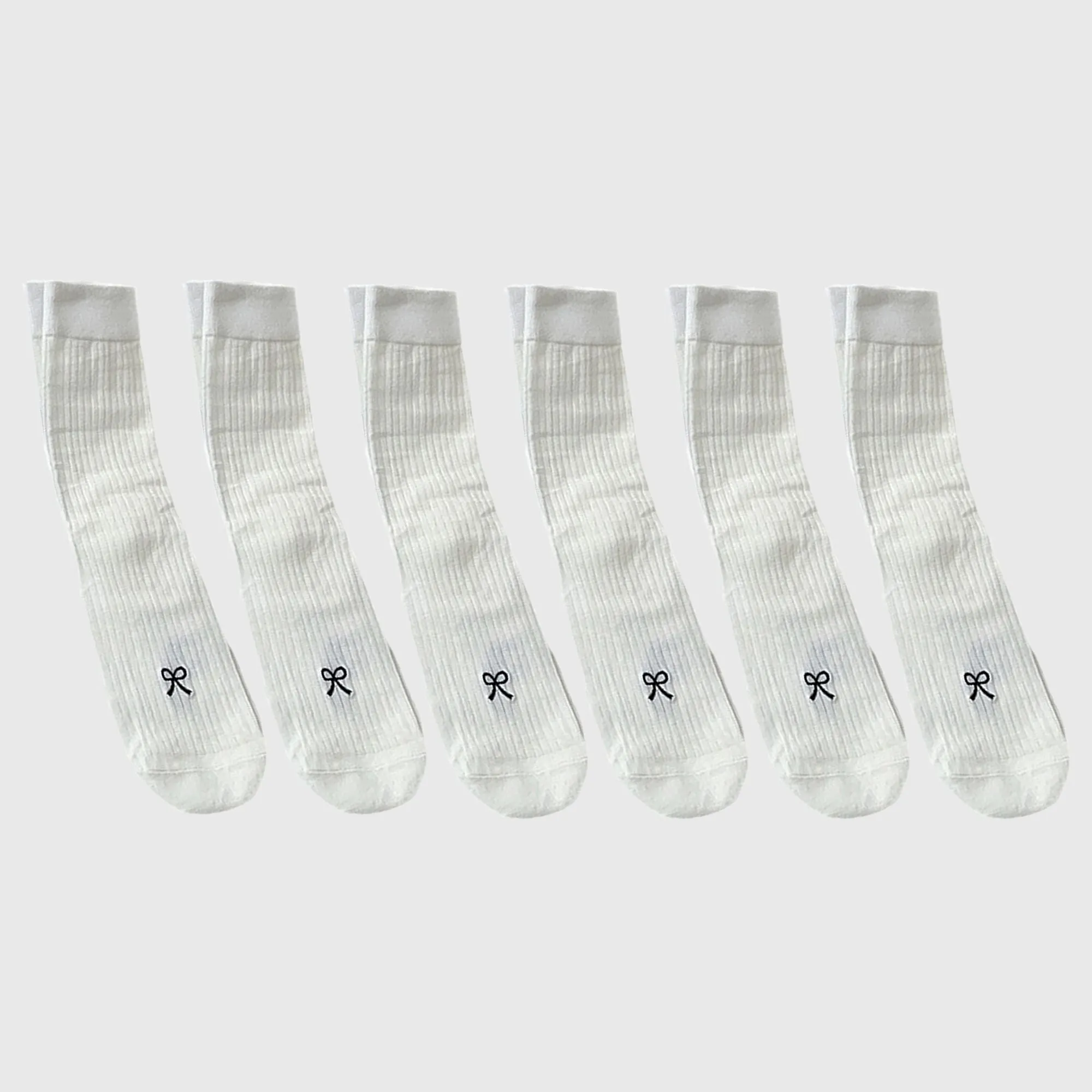 Anna-Kaci Women's Ribbed Ankle Socks with Bow Embroidery 6Pk sold by Anna-Kaci product image thumbnail 5