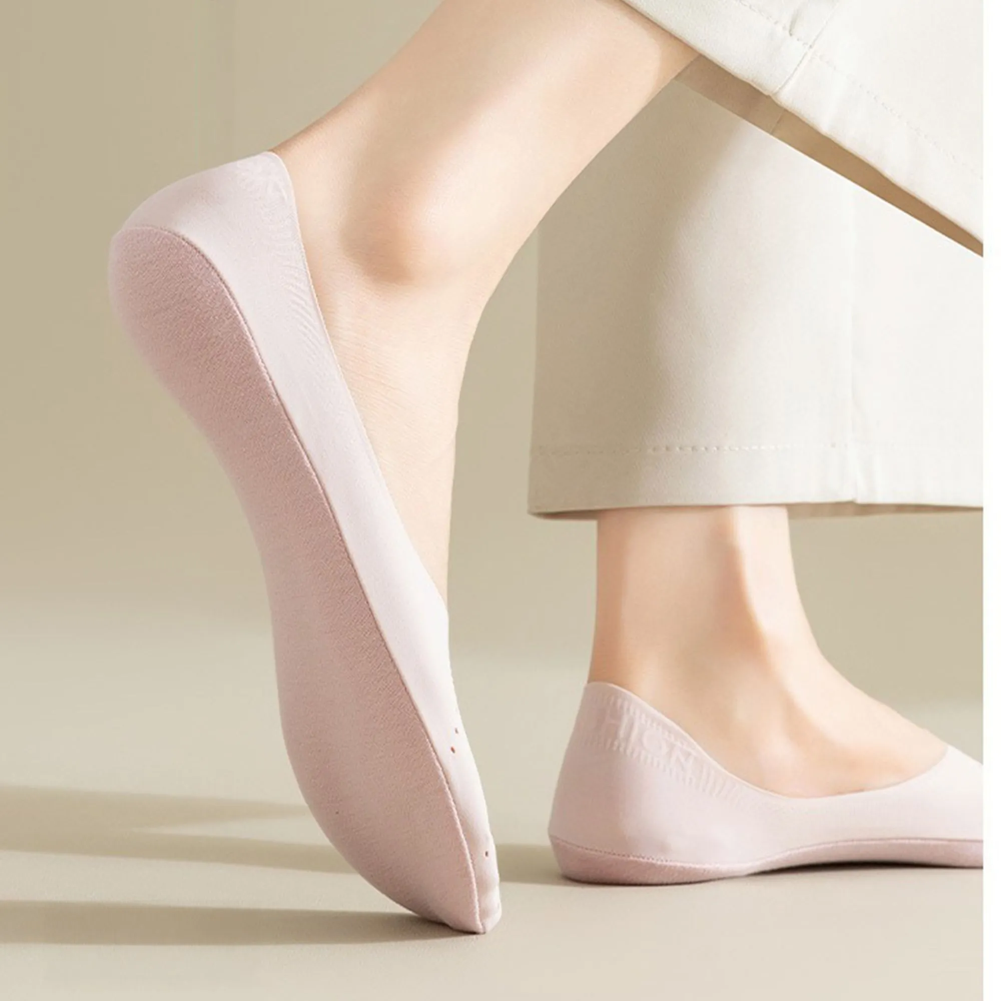 Anna-Kaci 5 Pairs Women Low Cut No Show Socks Breathable Stretch Knit Liner Design Anti-Slip Heel Grip for Flats and Loafers sold by Anna-Kaci product image thumbnail 5