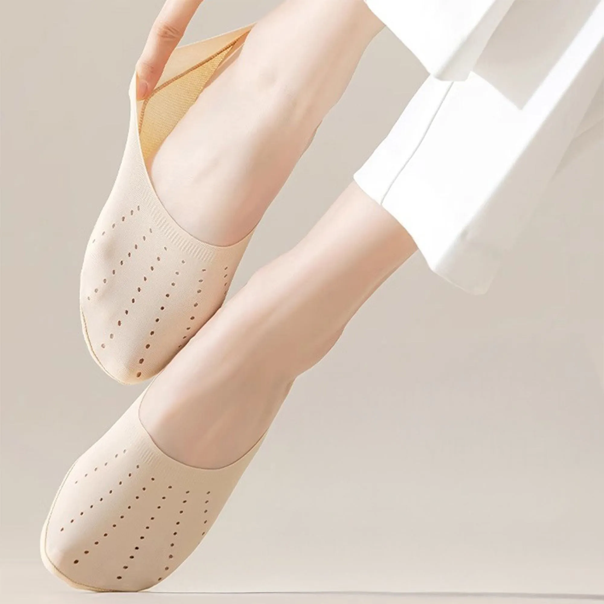 Anna-Kaci 5 Pairs Women Low Cut No Show Socks Breathable Stretch Knit Liner Design Anti-Slip Heel Grip for Flats and Loafers sold by Anna-Kaci product image thumbnail 2