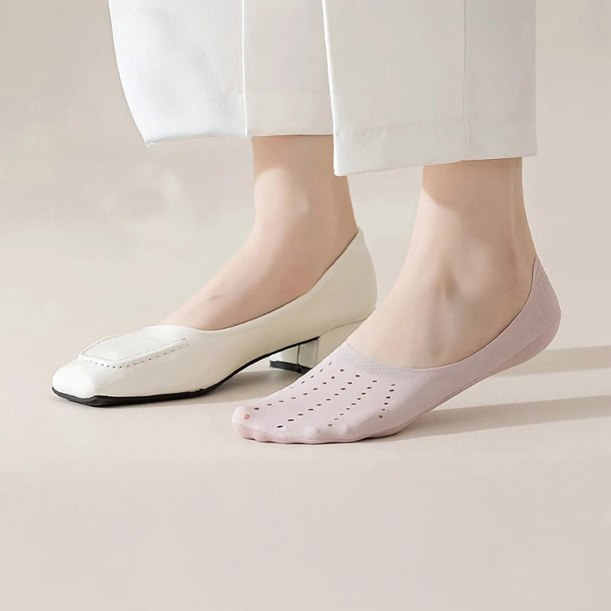 Anna-Kaci 5 Pairs Women Low Cut No Show Socks Breathable Stretch Knit Liner Design Anti-Slip Heel Grip for Flats and Loafers sold by Anna-Kaci product image thumbnail 3