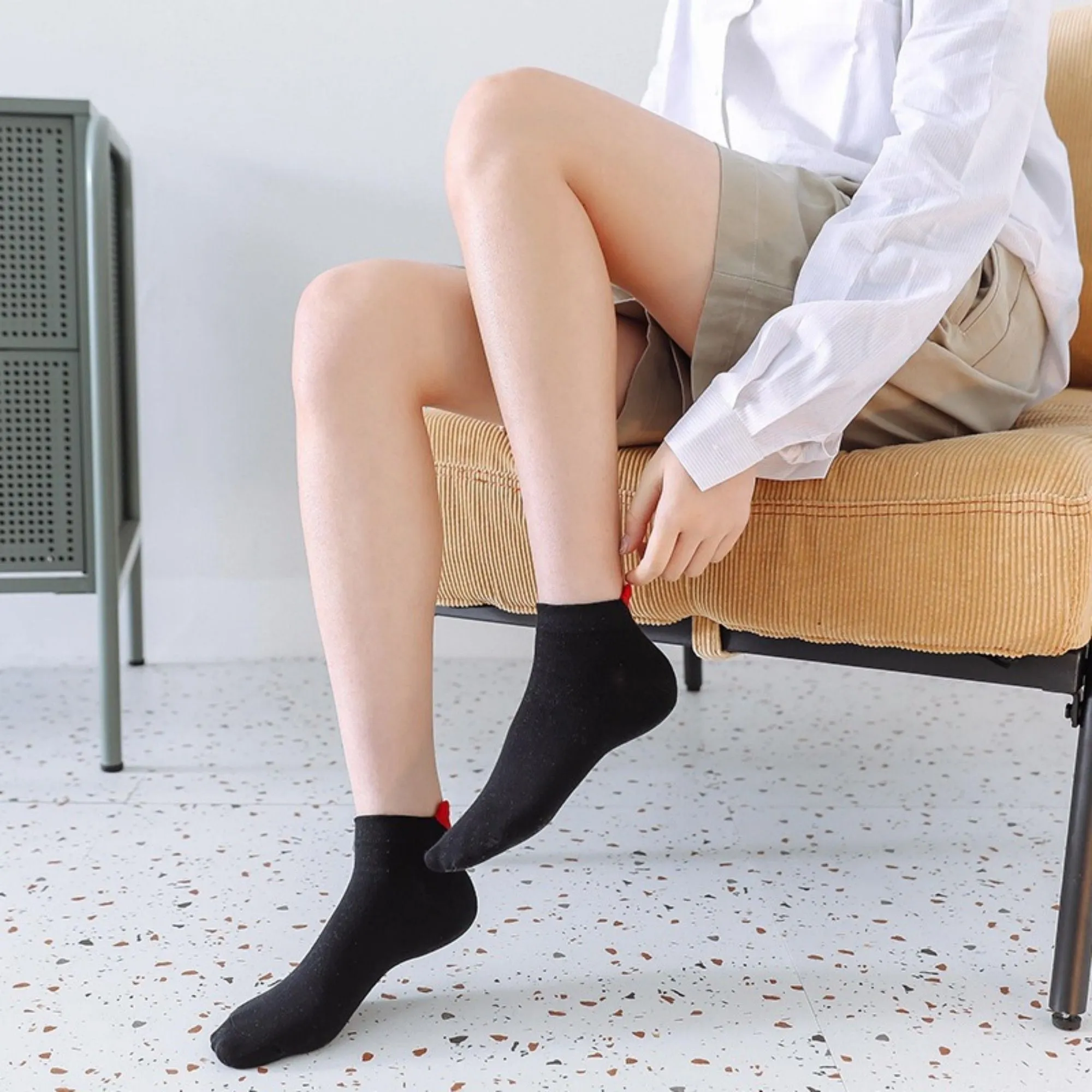 Anna-Kaci Women's Ankle Socks with Ribbed Heart-Shaped Heel Detail Soft Stretch Knit Comfort 3-Pack sold by Anna-Kaci product image thumbnail 3