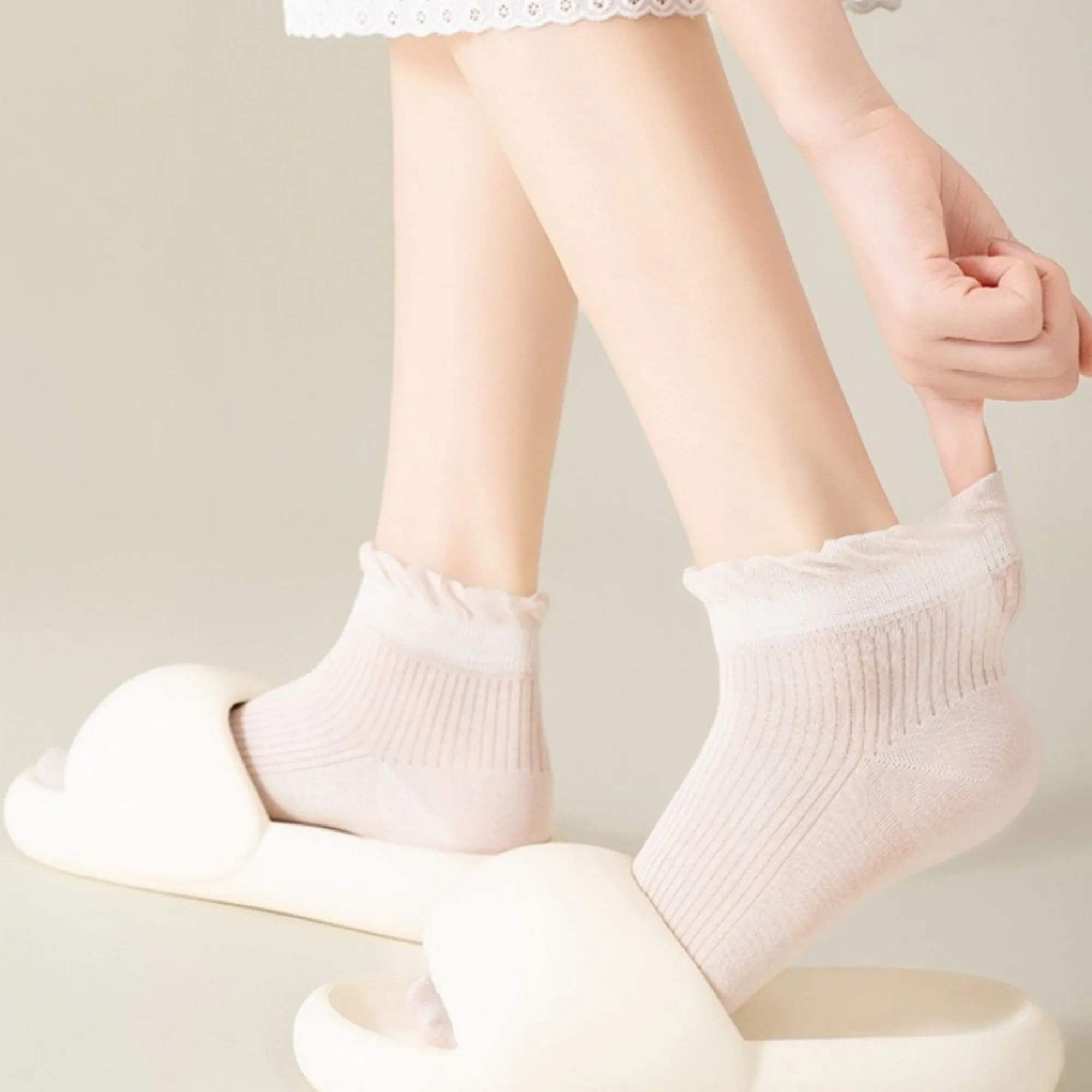 Anna-Kaci Women's Ribbed Ankle Socks with Soft Ruffle Cuff Stretch Knit Fabric for Everyday Comfort 3-Pack sold by Anna-Kaci product image thumbnail 3