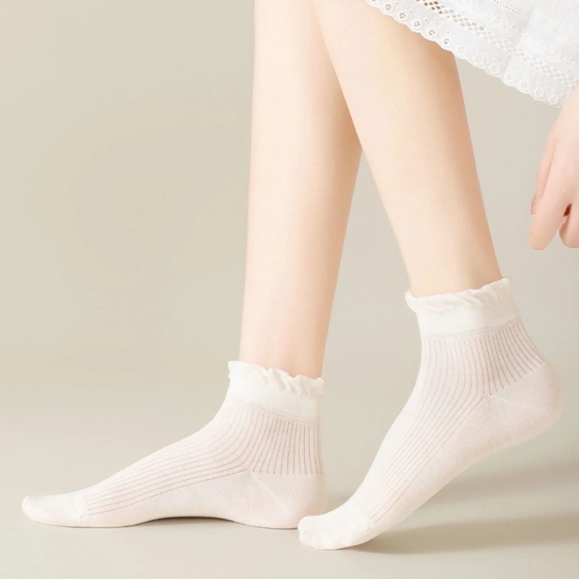 Anna-Kaci Women's Ribbed Ankle Socks with Soft Ruffle Cuff Stretch Knit Fabric for Everyday Comfort 3-Pack sold by Anna-Kaci product image thumbnail 4