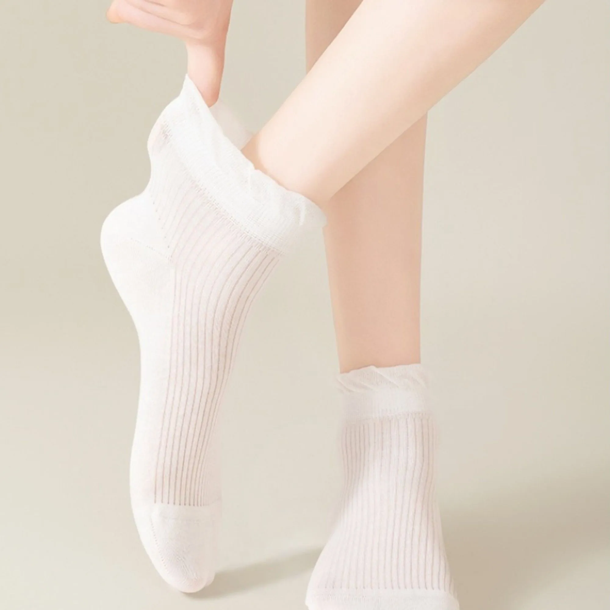 Anna-Kaci Women's Ribbed Ankle Socks with Soft Ruffle Cuff Stretch Knit Fabric for Everyday Comfort 3-Pack sold by Anna-Kaci product image thumbnail 5