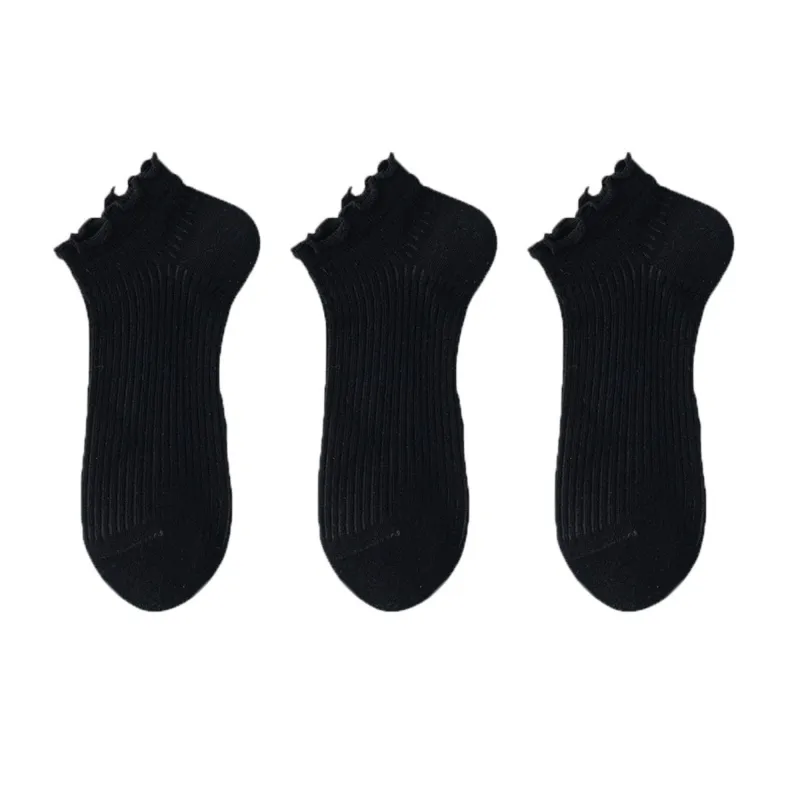 Anna-Kaci Women's Ribbed Ankle Socks with Ruffle Lettuce Trim Cuff Soft Breathable Knit 3-Pack sold by Anna-Kaci