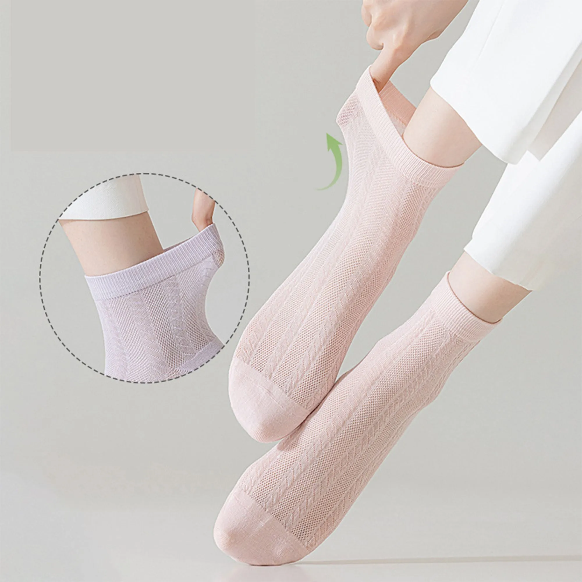 Anna-Kaci Womens Lightweight Breathable Crew Socks 4-Pack Delicate Knit Pattern Soft Stretch Comfort Fit sold by Anna-Kaci product image thumbnail 2