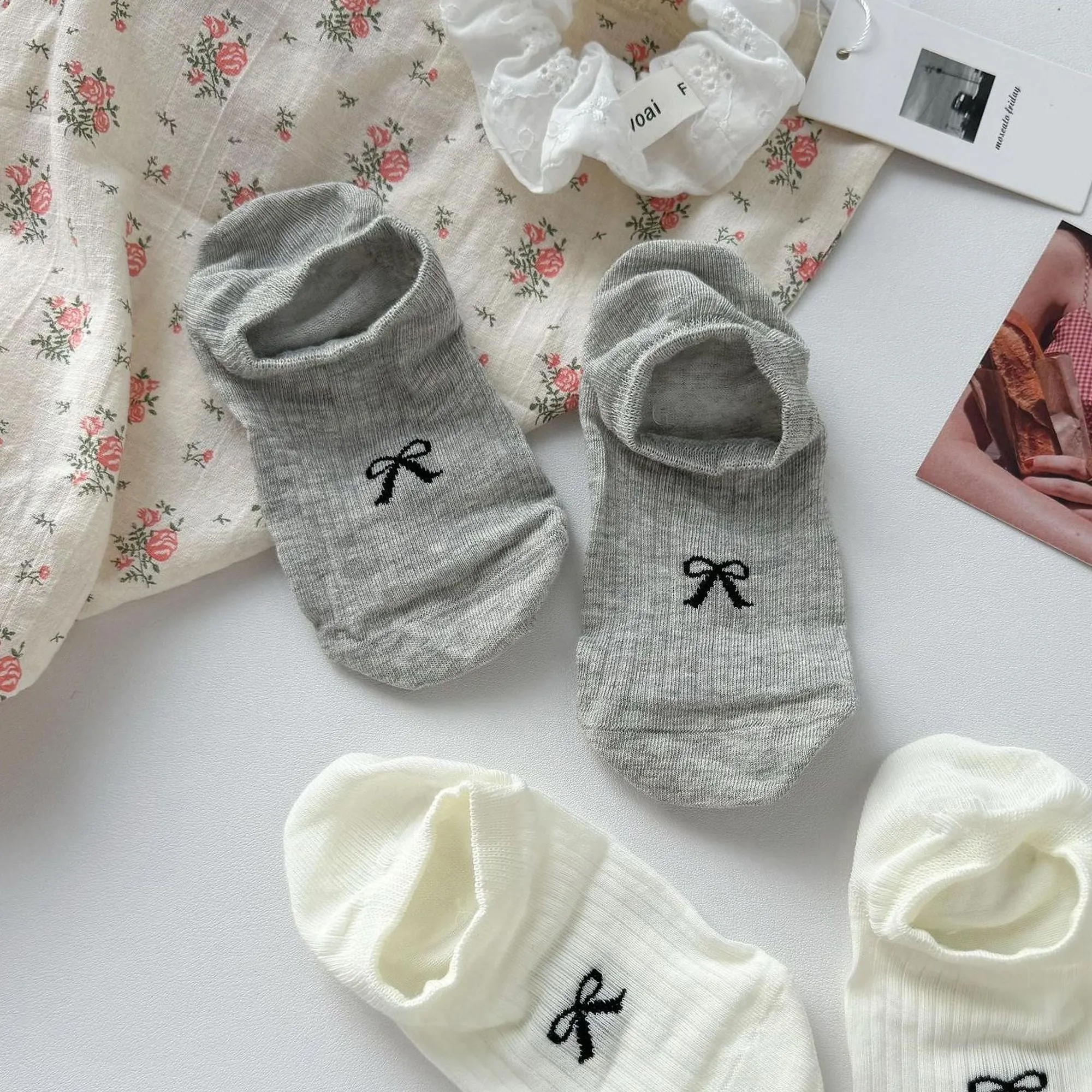 Anna-Kaci Women's No-Show Liner Socks with Bow Accent 5Pk sold by Anna-Kaci product image thumbnail 3