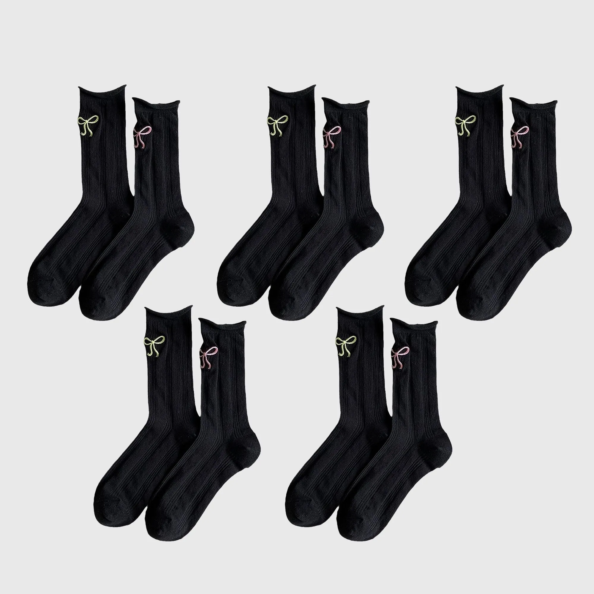 Anna-Kaci Adorable Women's Bow-Embroidered Ribbed Ankle Socks 5Pk sold by Anna-Kaci