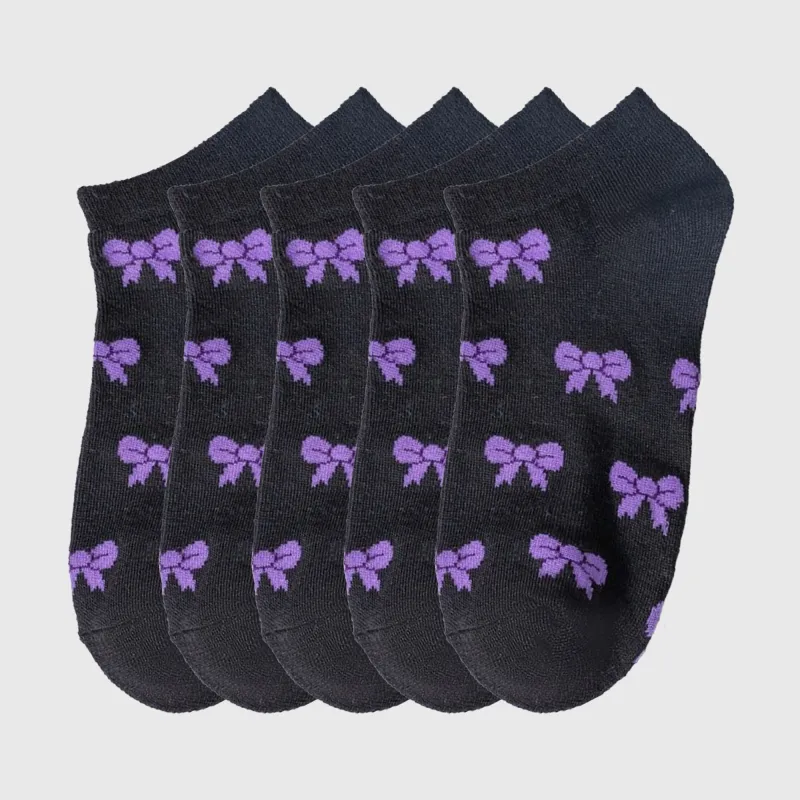 Anna-Kaci Women's No - Show Socks with Bow Pattern for Casual 5Pk sold by Anna-Kaci