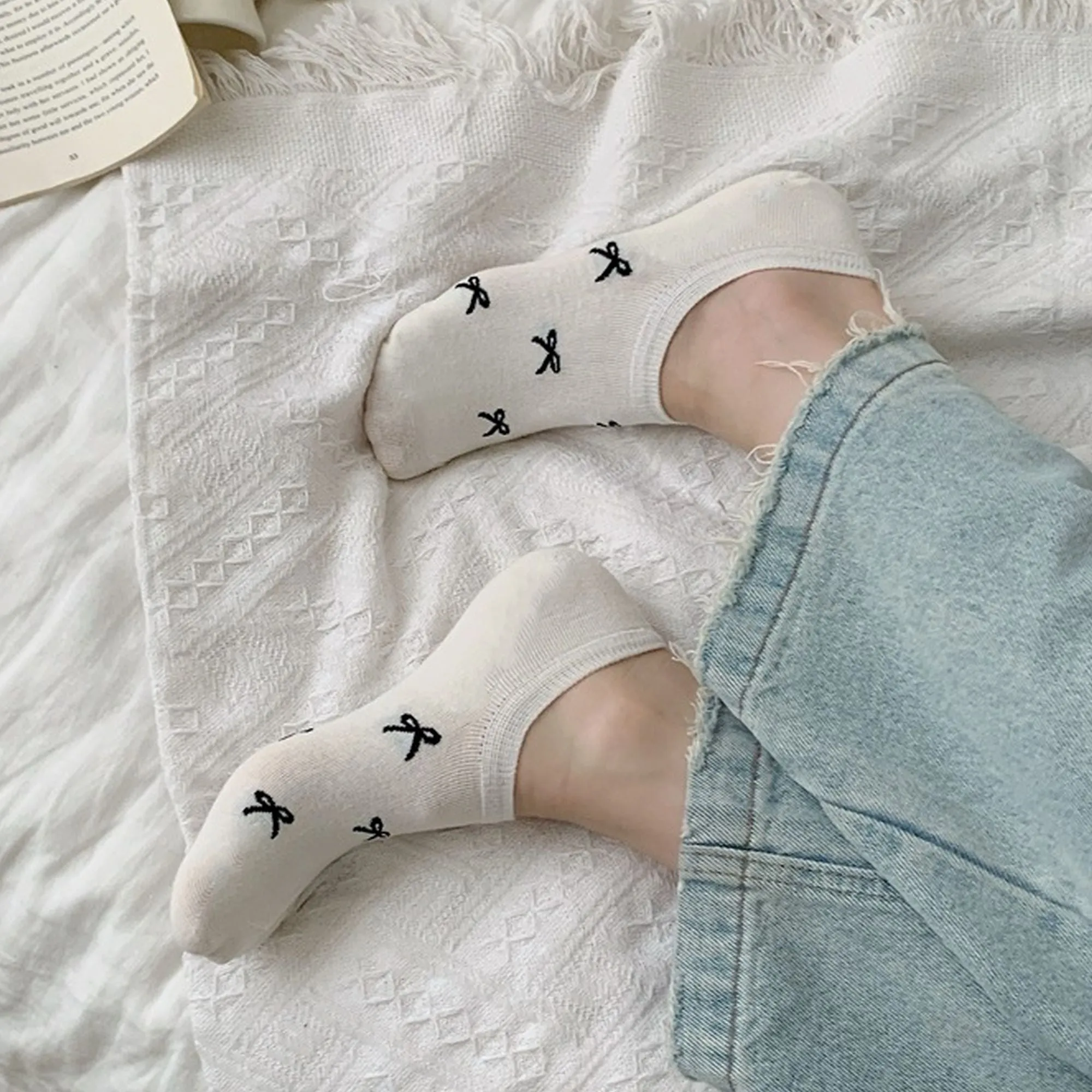 Anna-Kaci Women's No - Show Liner Socks with Bow Pattern 5Pk sold by Anna-Kaci product image thumbnail 3