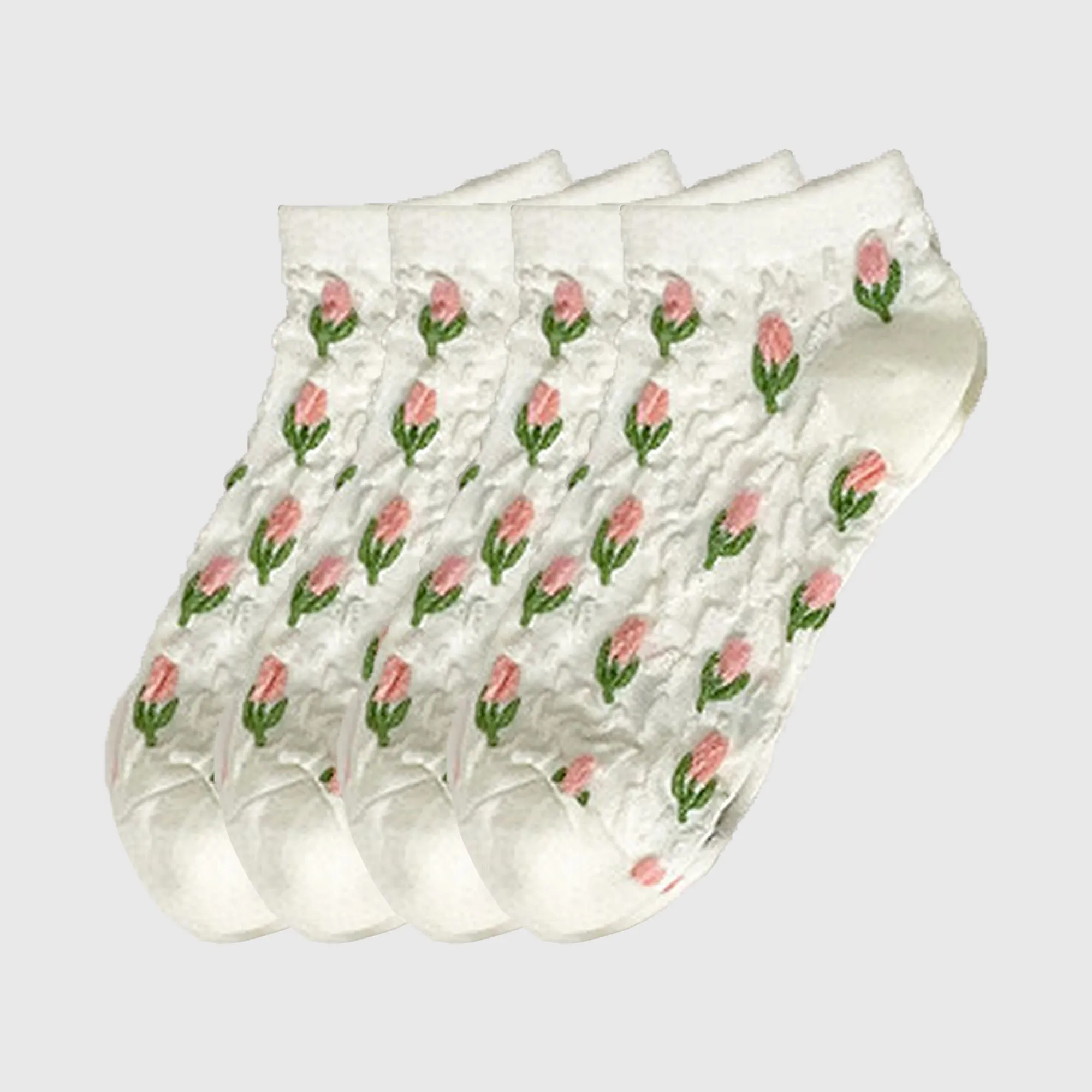 Anna-Kaci Adorable Summer Floral Embroidered Ankle Socks 4Pk sold by Anna-Kaci product image thumbnail 4