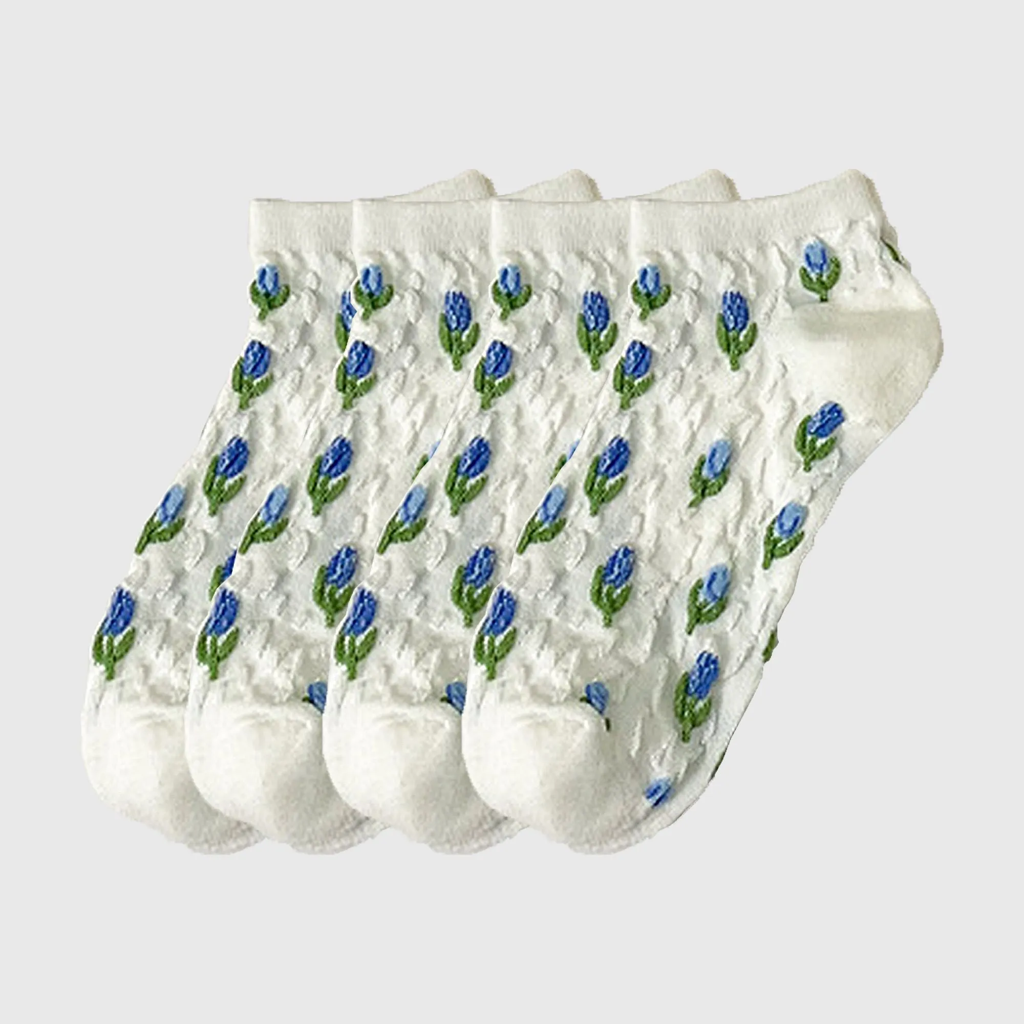 Anna-Kaci Adorable Summer Floral Embroidered Ankle Socks 4Pk sold by Anna-Kaci