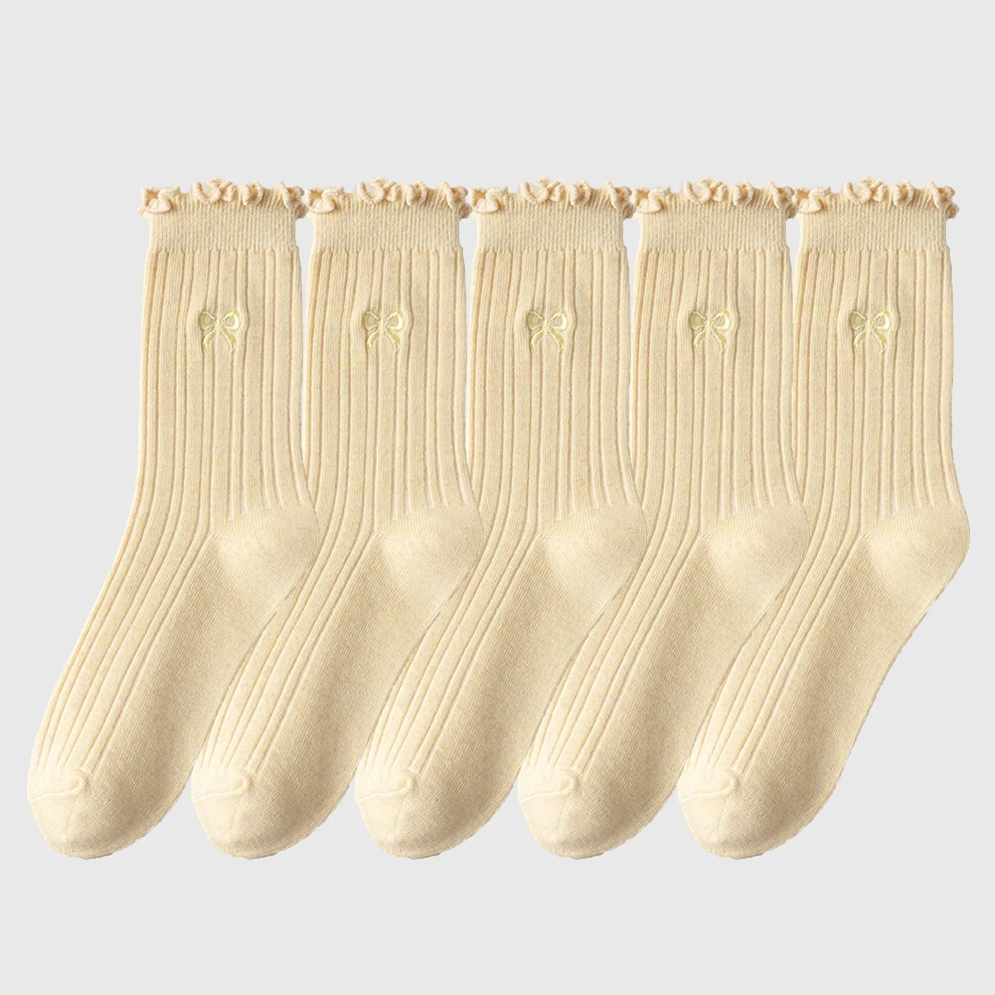 Anna-Kaci Women's Summer Ribbed Ankle Socks with Bow Embroidery Casual 5Pk sold by Anna-Kaci product image thumbnail 5