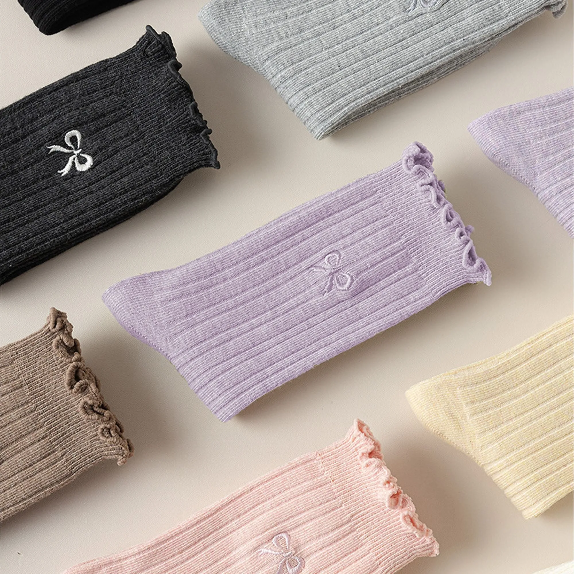 Anna-Kaci Women's Summer Ribbed Ankle Socks with Bow Embroidery Casual 5Pk sold by Anna-Kaci product image thumbnail 4