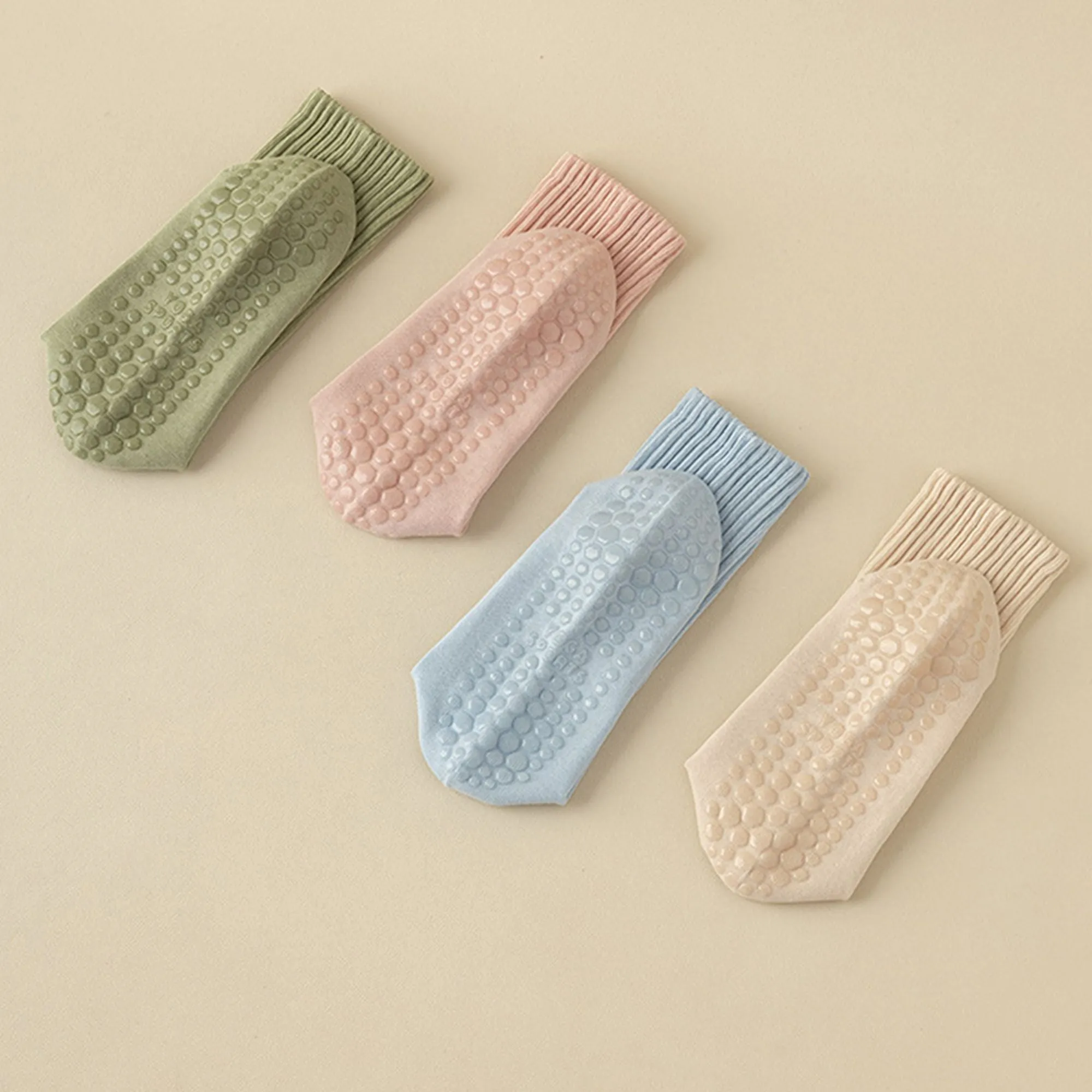 Anna-Kaci Multicolored 4-Pack Women's Anti-Slip Yoga Socks with Grips Comfortable Ribbed Design for Exercise and Indoor Use sold by Anna-Kaci product image thumbnail 5