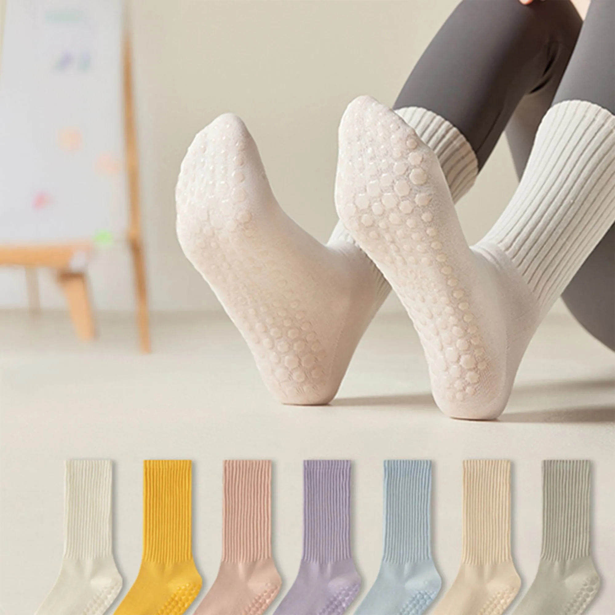 Anna-Kaci Multicolored 4-Pack Women's Anti-Slip Yoga Socks with Grips Comfortable Ribbed Design for Exercise and Indoor Use sold by Anna-Kaci product image thumbnail 3