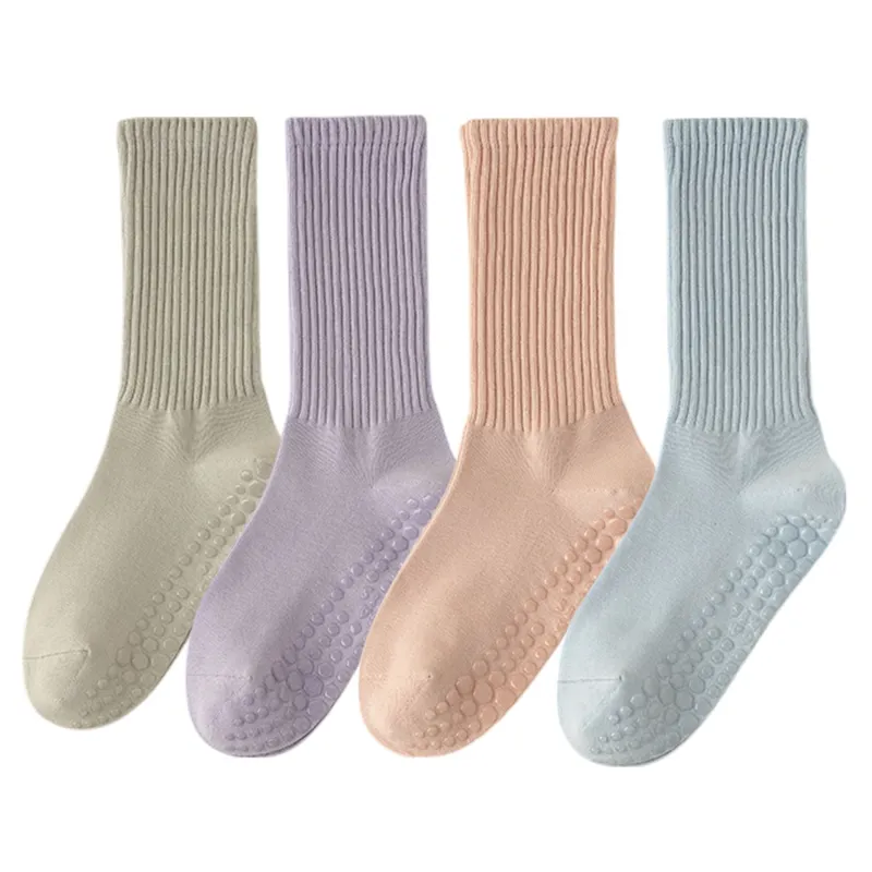 Anna-Kaci 4-Pack Women's Anti-Slip Yoga Socks with Grips Comfortable Ribbed Design for Exercise and Indoor Use sold by Anna-Kaci