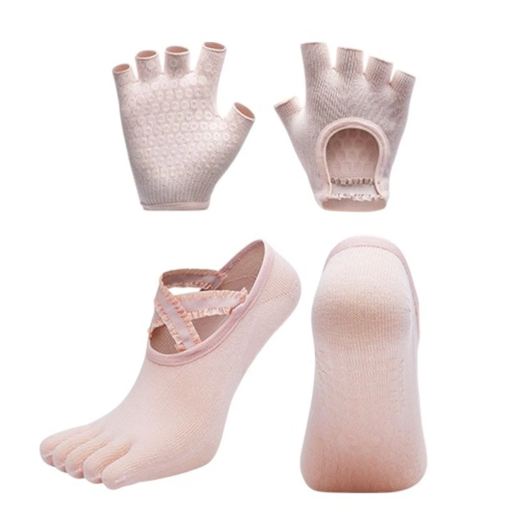 Anna-Kaci Women's Yoga Socks and Gloves Set with Anti-Slip Grip for Pilates and Barre Workouts sold by Anna-Kaci