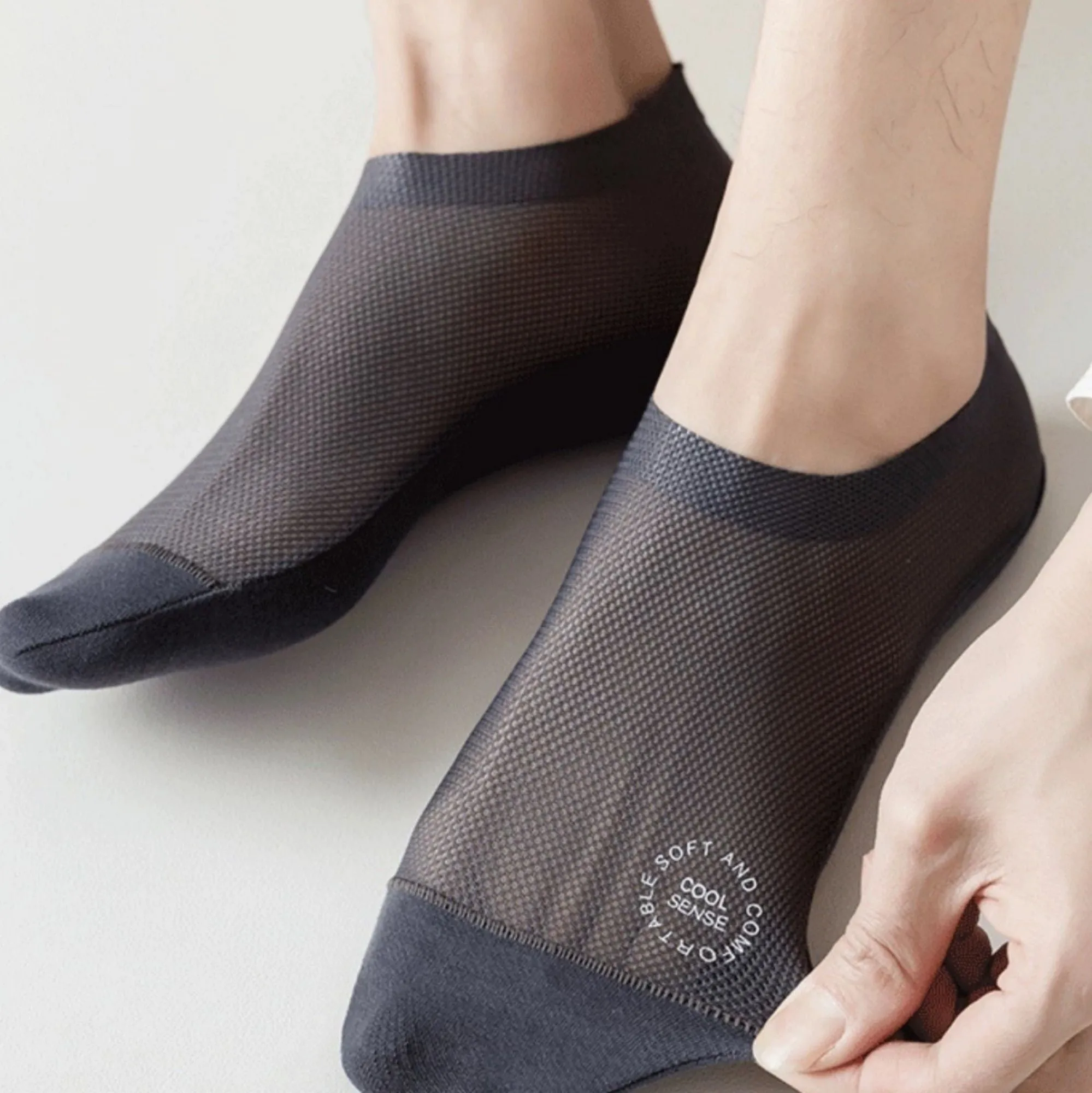 Anna-Kaci Men's No-Show Mesh Socks with Non-Slip Silicone Heel Grip and Breathable Low-Cut Design 3-Pack sold by Anna-Kaci product image thumbnail 3