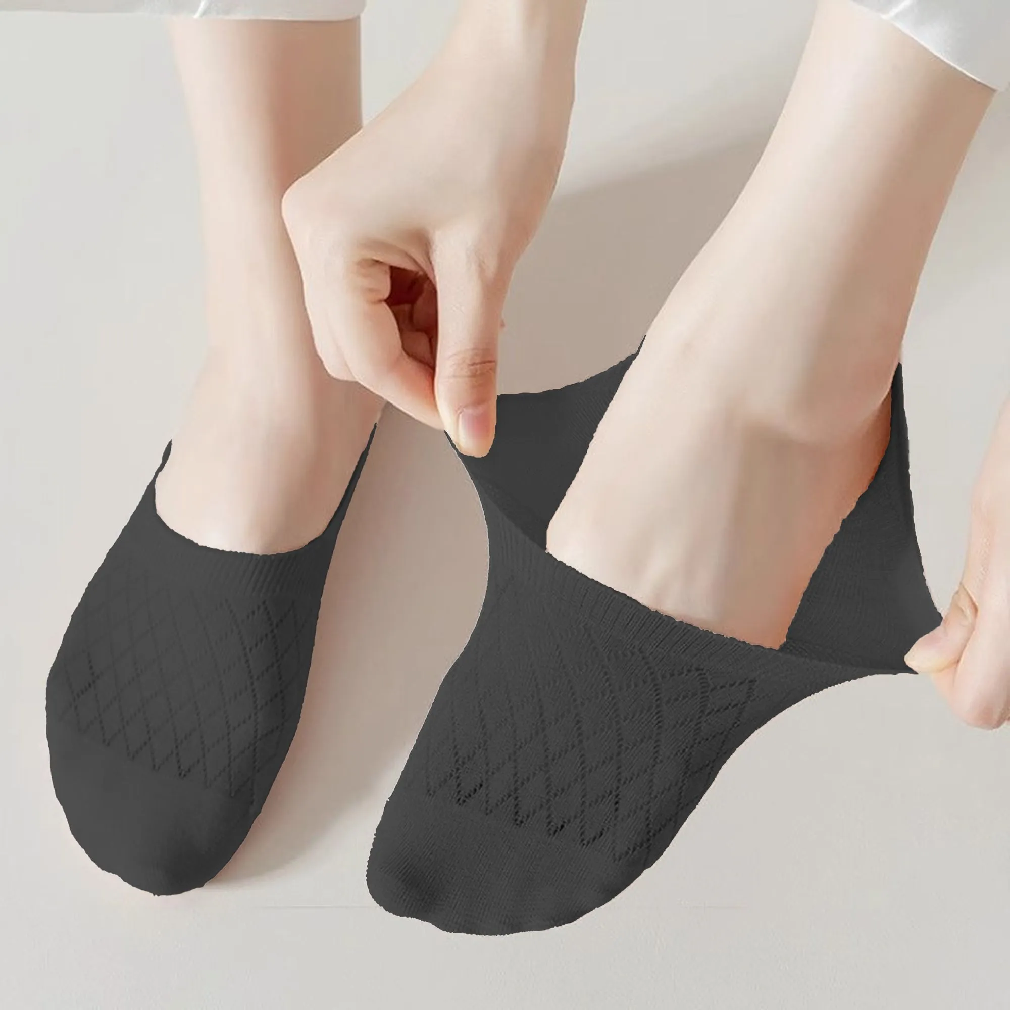 Anna-Kaci Women's Solid No Show Socks Non Slip Cotton 6Pk sold by Anna-Kaci product image thumbnail 5