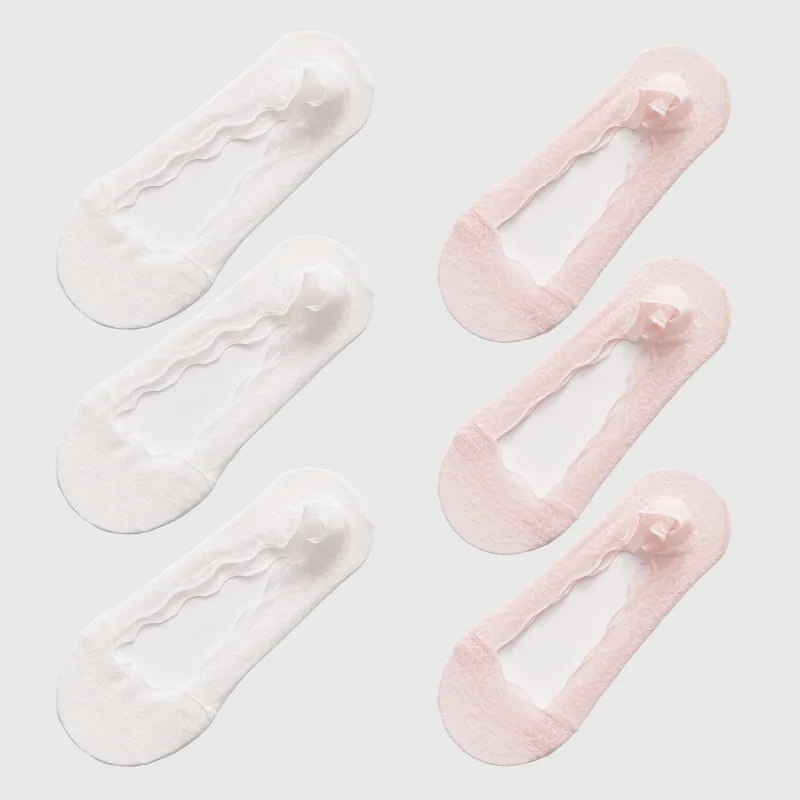 Anna-Kaci  Women's No Show Socks 6pk Invisible Liner Elegant Lace Design sold by Anna-Kaci