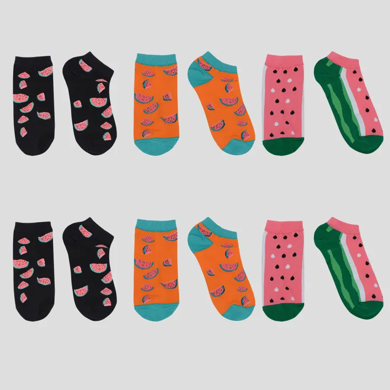 Anna-Kaci Women's Fruit Print No Show Socks Breathable Cotton 6pk sold by Anna-Kaci