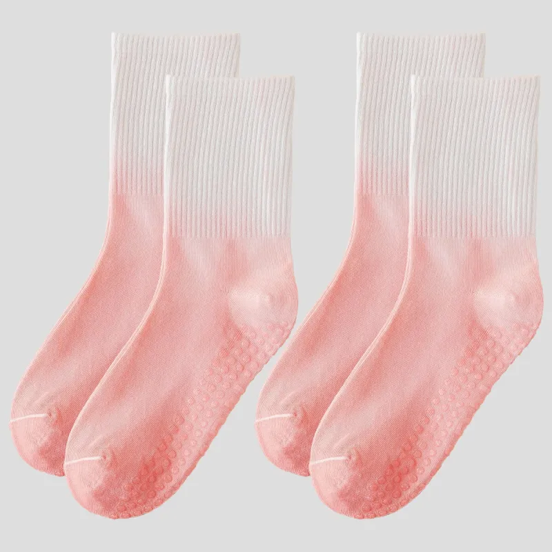 Anna-Kaci Women's Gradient Color Athletic Crew Socks Non Slip Silicone Cushioned Sole for Yoga Jogging 2 Pairs sold by Anna-Kaci