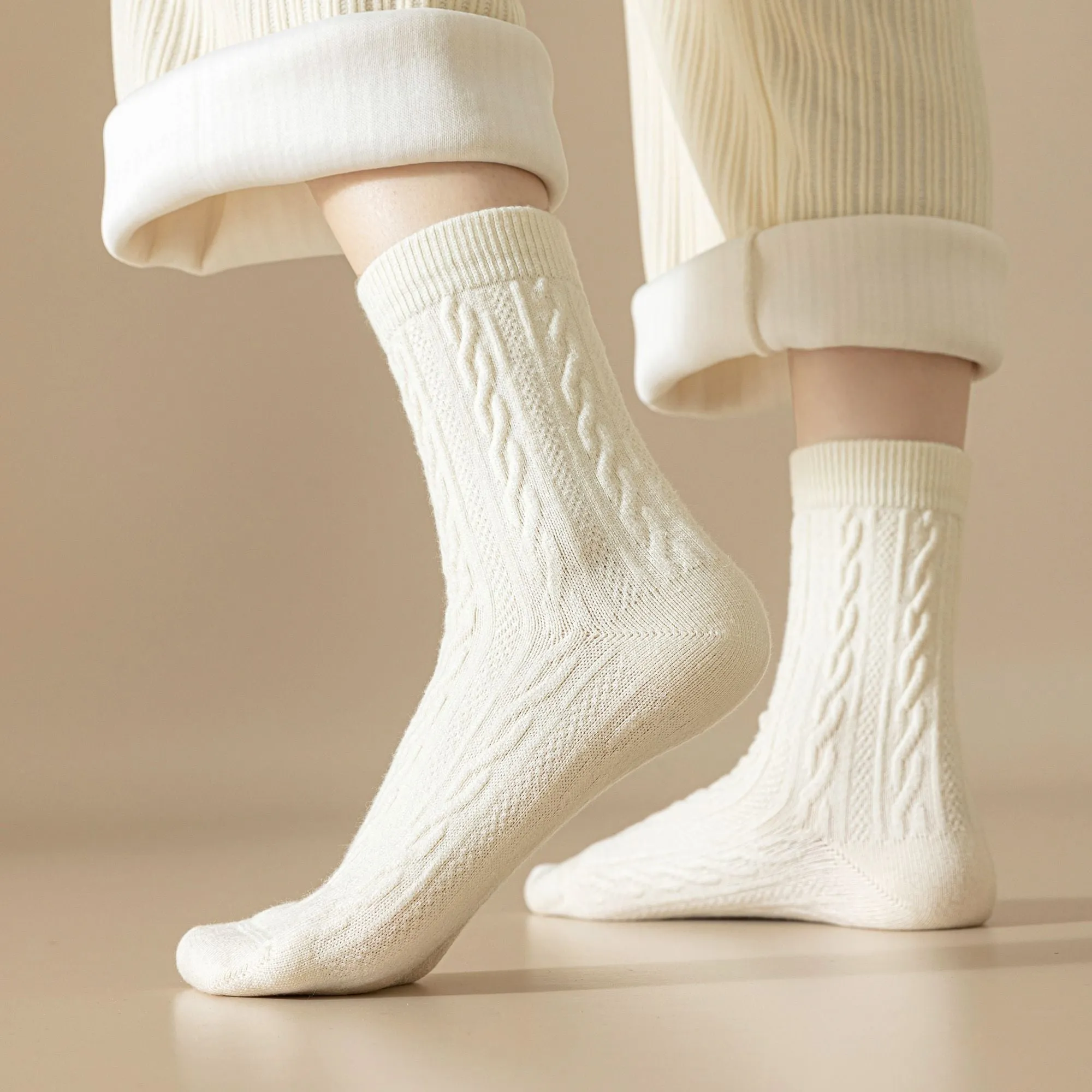 Anna-Kaci Women's Classic Crew Socks Cable-Knit Cotton for Casual Stability and Comfort 2 Pairs sold by Anna-Kaci product image thumbnail 3