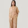 Anna-Kaci Lounge Women's Floral Lace Trim Pajama Set Short Sleeve Button Top with Matching Wide Leg Lounge Pants sold by Anna-Kaci