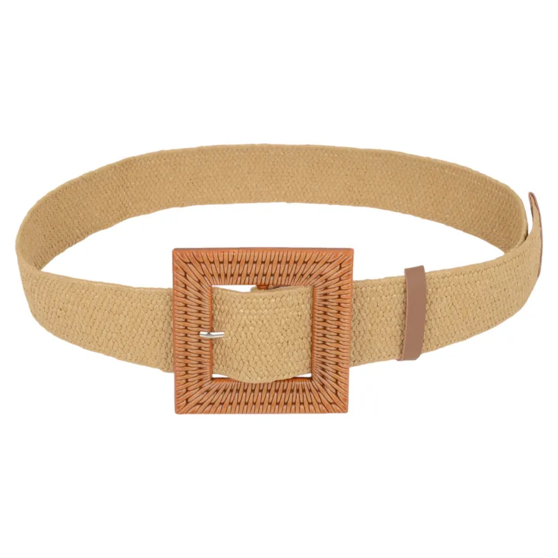 Anna-Kaci Stylish Straw Belt with Woven Buckle sold by Anna-Kaci