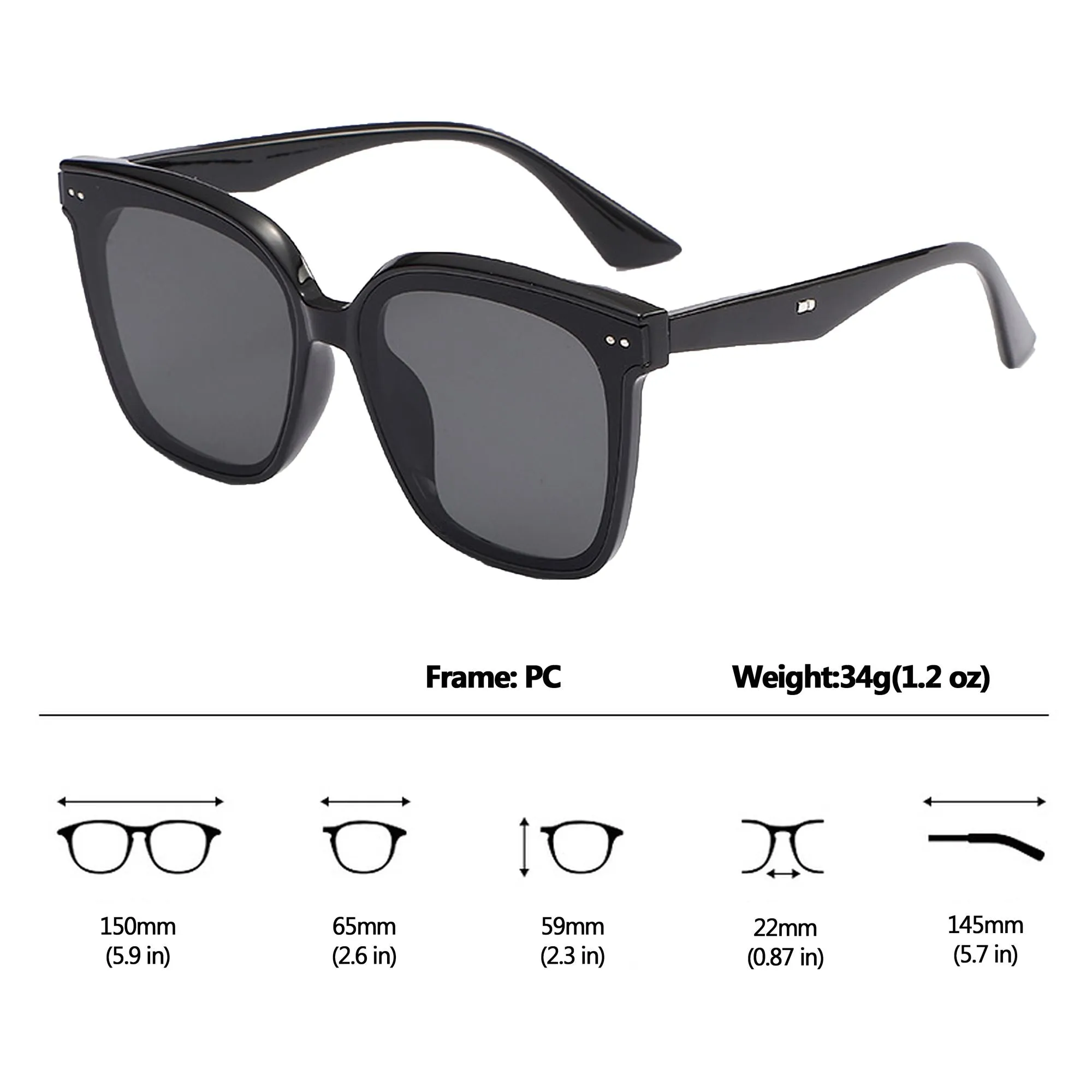 Anna-Kaci Women's Trendy Square Two - Tone Sunglasses sold by Anna-Kaci product image thumbnail 4