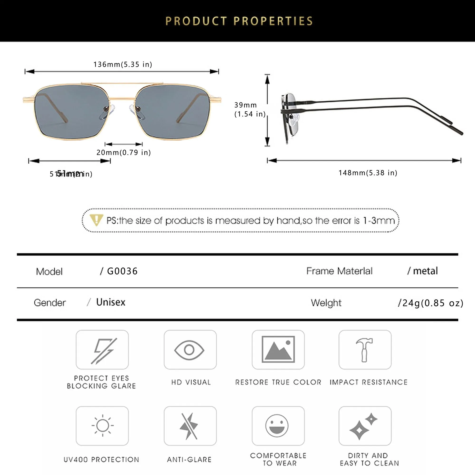 Anna-Kaci Women's Retro Square Aviator Sunglasses sold by Anna-Kaci product image thumbnail 4