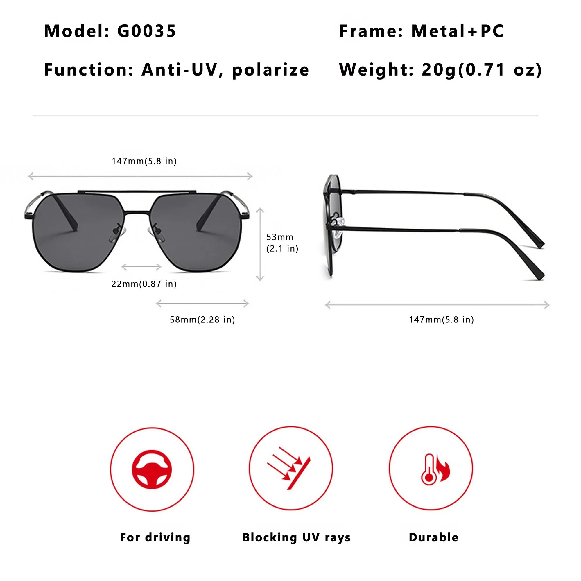 Anna-Kaci Women's Trendy Double-Bridge Metal Frame Sunglasses sold by Anna-Kaci product image thumbnail 5