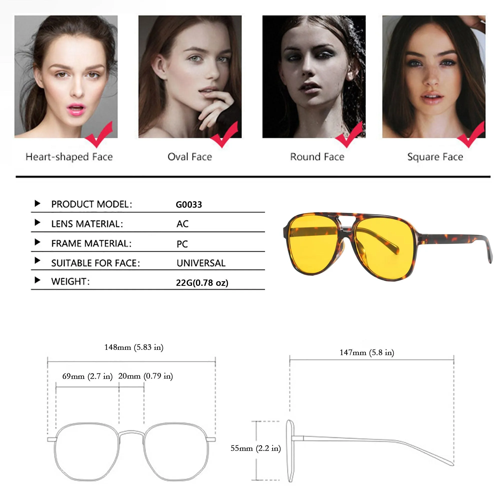 Anna-Kaci Women's Retro Aviator Sunglasses sold by Anna-Kaci product image thumbnail 4