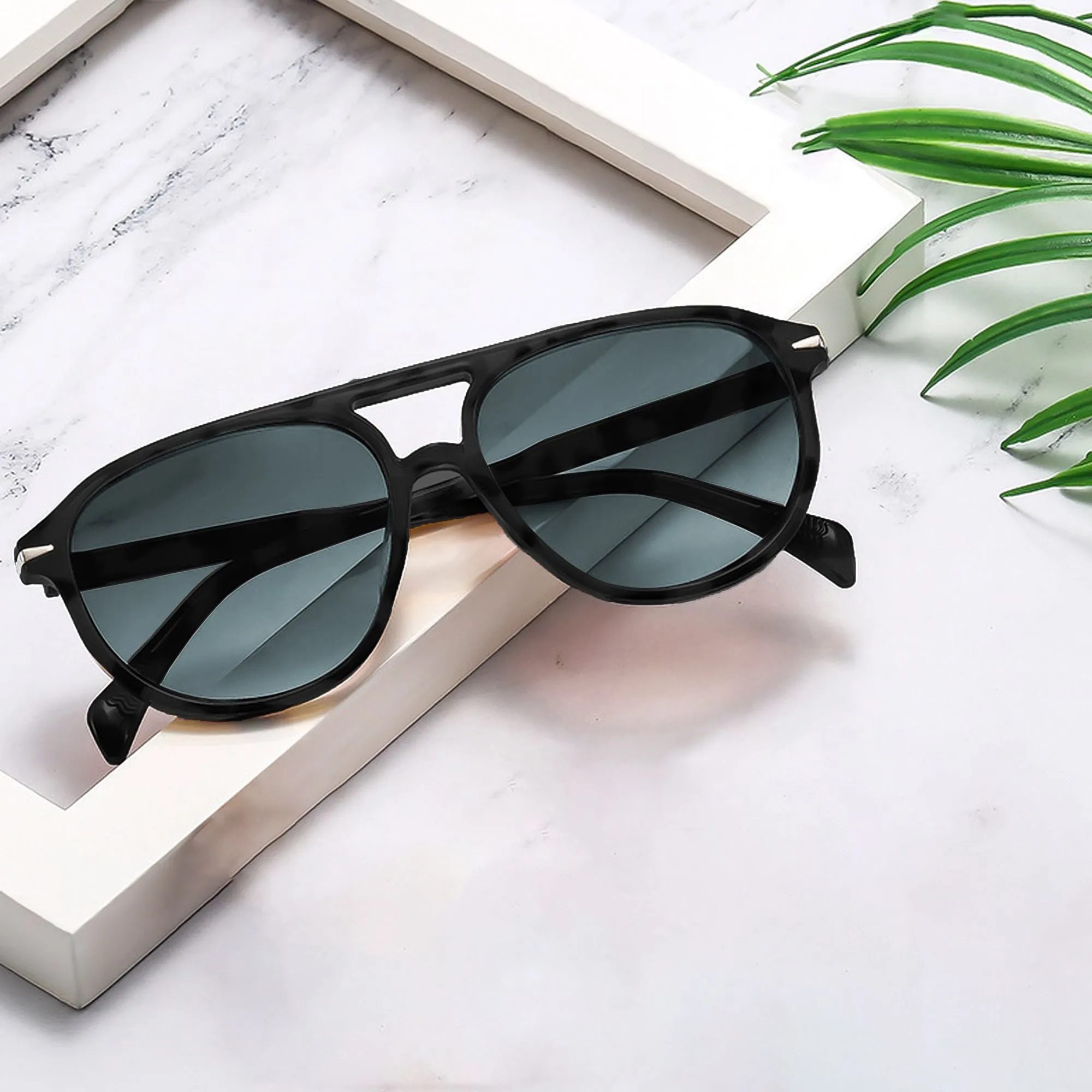 Anna-Kaci Women's Retro-Inspired Double-Bridge Square Sunglasses sold by Anna-Kaci product image thumbnail 3