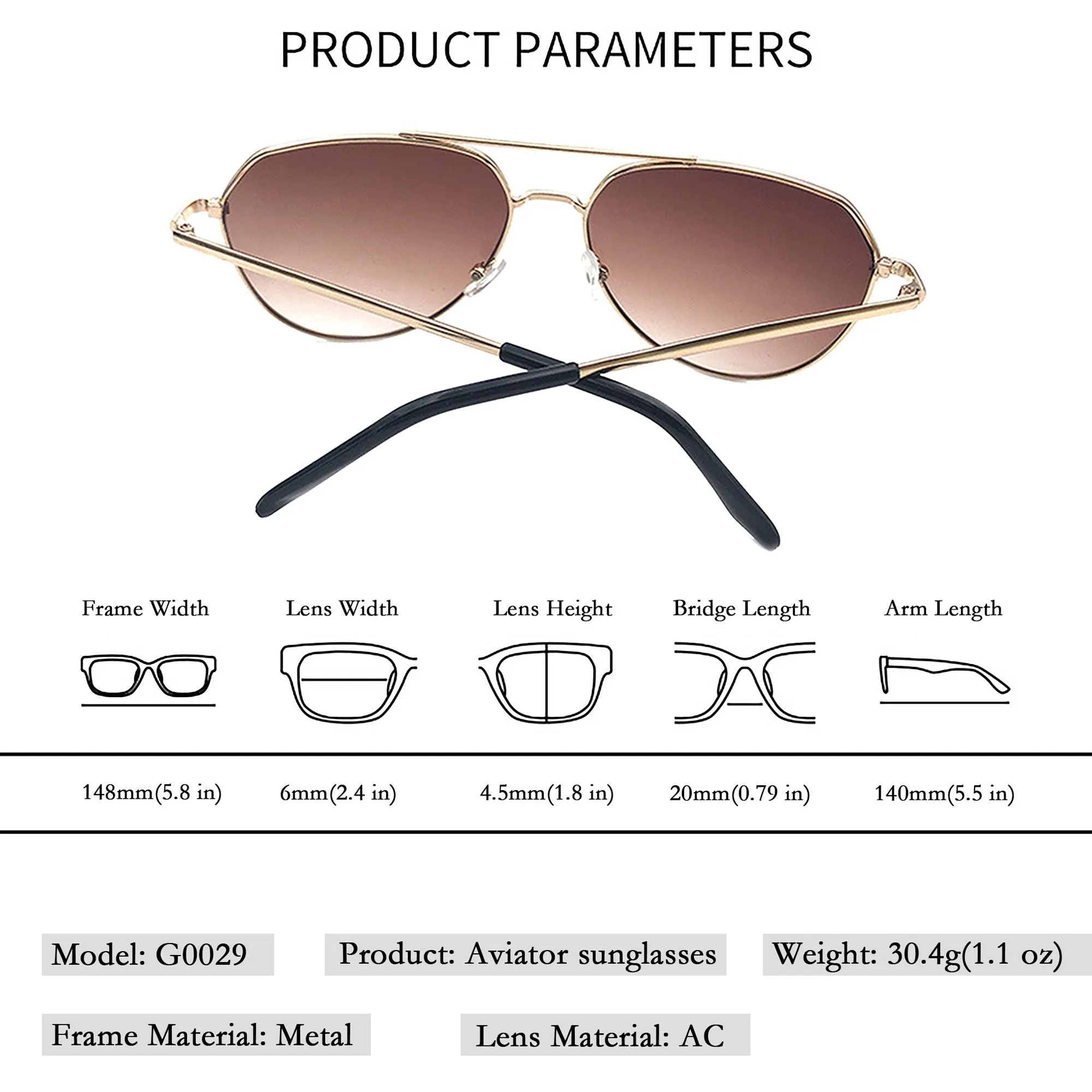 Anna-Kaci Women's Classic Aviator Sunglasses sold by Anna-Kaci product image thumbnail 4