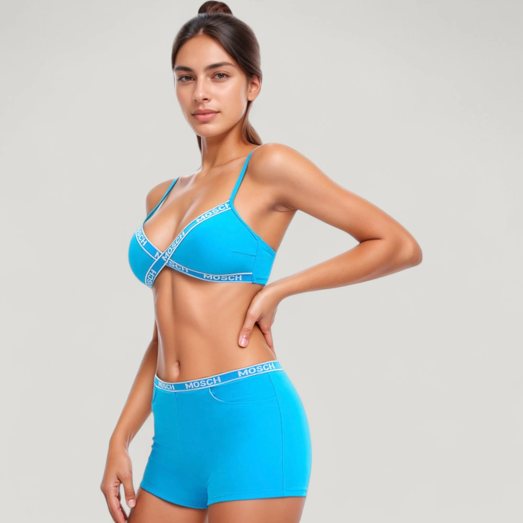 Anna-Kaci Swim Women's Branded Strap Triangle Bralette with Matching Logo Waistband Shorts Swimwear Set sold by Anna-Kaci product image thumbnail 3