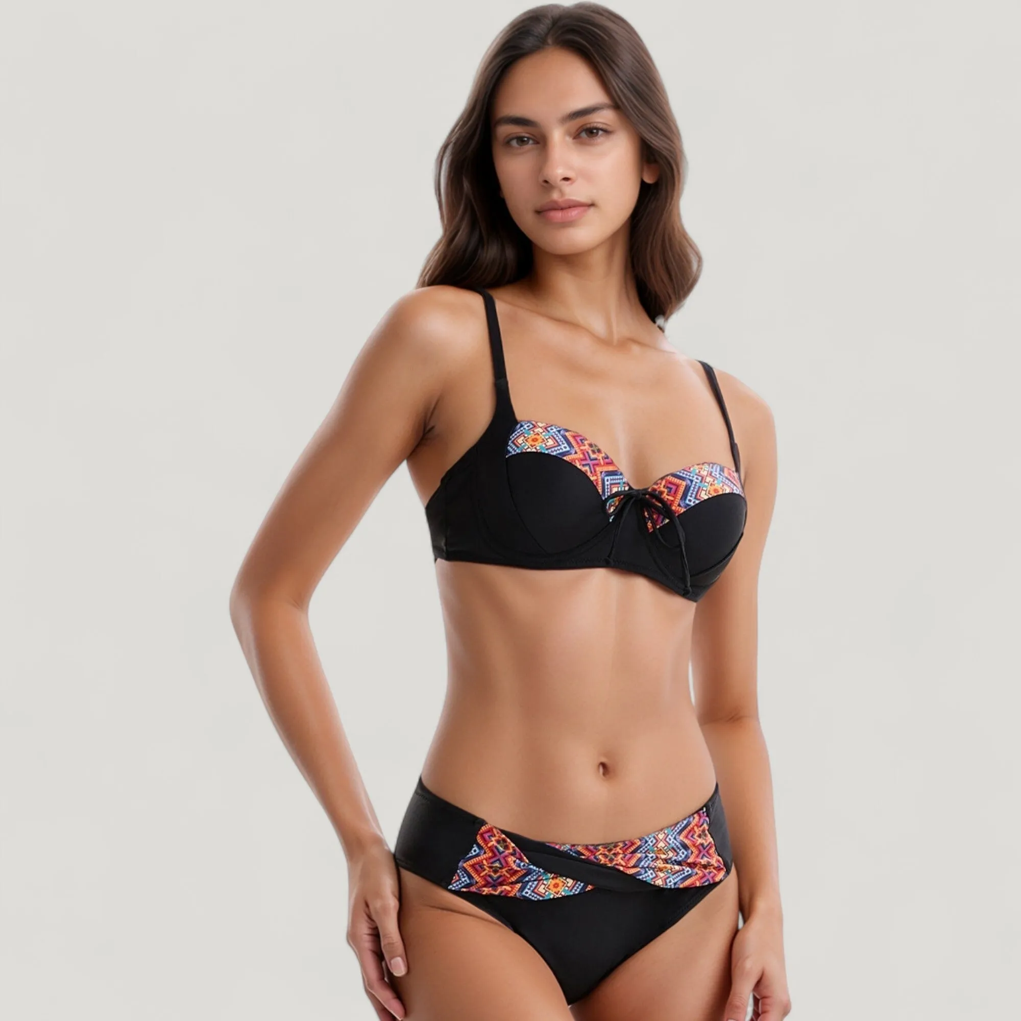 Anna-Kaci Swim Women's Padded Underwire Bikini Set Adjustable Strap Sweetheart Neckline Top and Crossover Waist Bottom sold by Anna-Kaci product image thumbnail 4