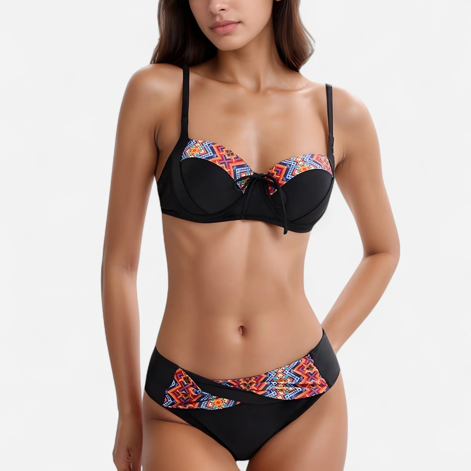 Anna-Kaci Swim Women's Padded Underwire Bikini Set Adjustable Strap Sweetheart Neckline Top and Crossover Waist Bottom sold by Anna-Kaci