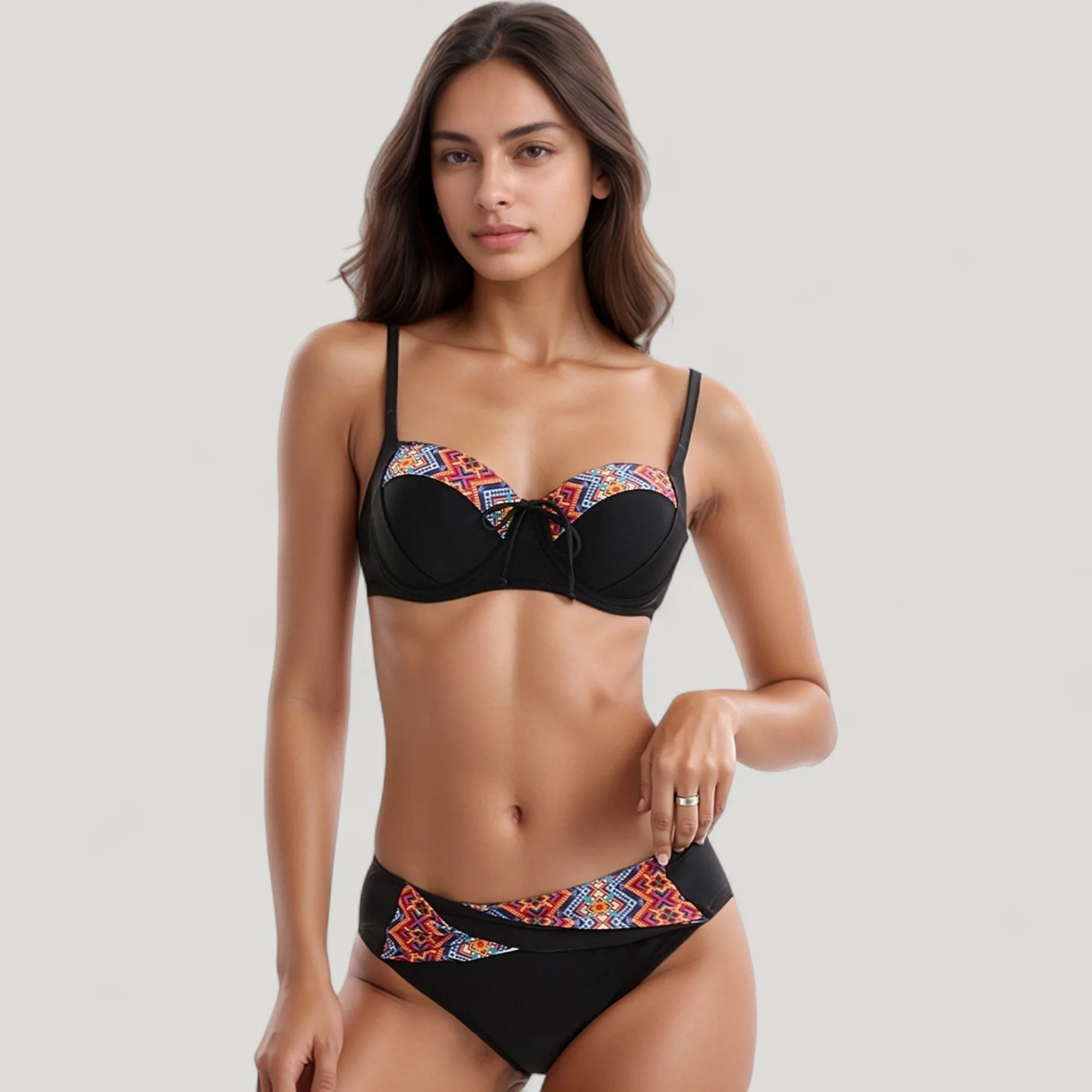 Anna-Kaci Swim Women's Padded Underwire Bikini Set Adjustable Strap Sweetheart Neckline Top and Crossover Waist Bottom sold by Anna-Kaci product image thumbnail 5