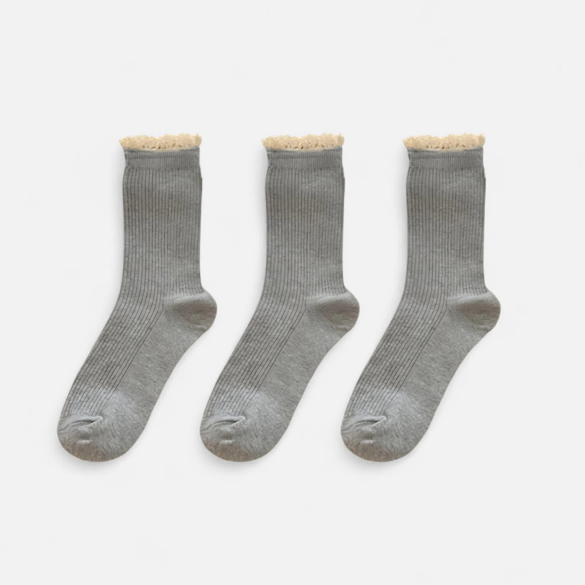 Anna-Kaci Women's 3-Pack Ribbed Crew Socks with Soft Plush Trim and Comfortable Stretch Knit Design sold by Anna-Kaci product image thumbnail 3