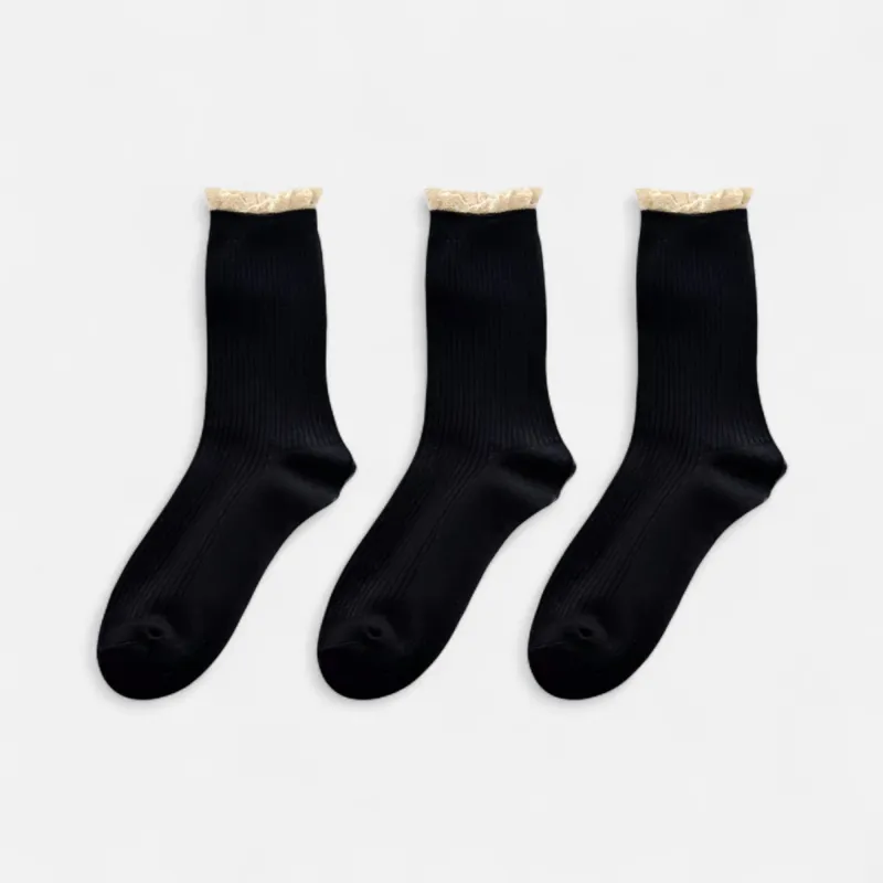 Anna-Kaci Women's 3-Pack Ribbed Crew Socks with Soft Plush Trim and Comfortable Stretch Knit Design sold by Anna-Kaci