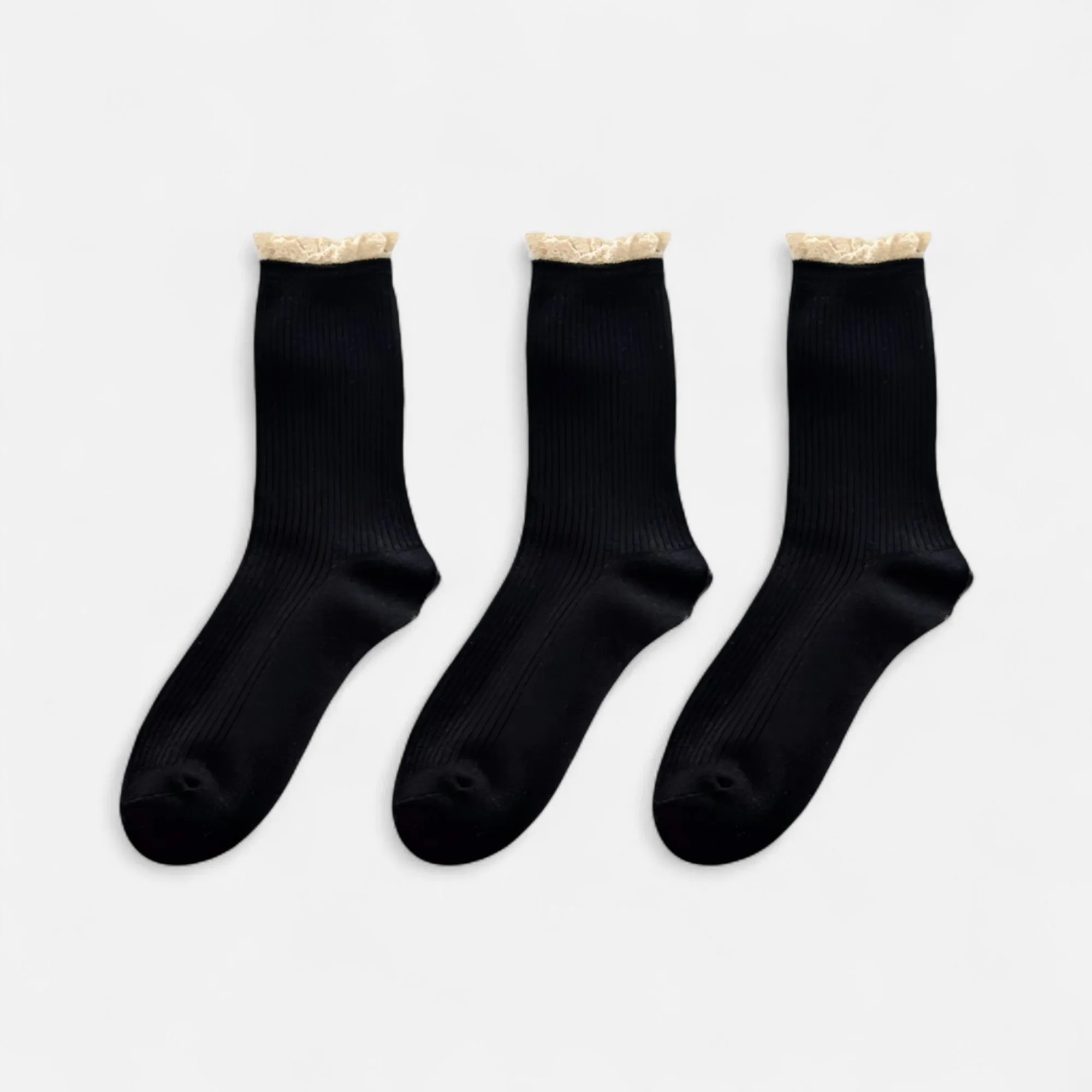 Anna-Kaci Women's 3-Pack Ribbed Crew Socks with Soft Plush Trim and Comfortable Stretch Knit Design sold by Anna-Kaci