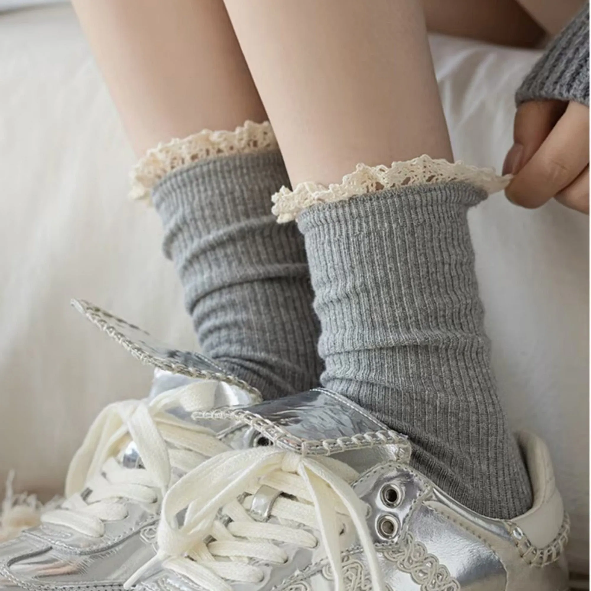 Anna-Kaci Women's 3-Pack Ribbed Crew Socks with Soft Plush Trim and Comfortable Stretch Knit Design sold by Anna-Kaci product image thumbnail 4