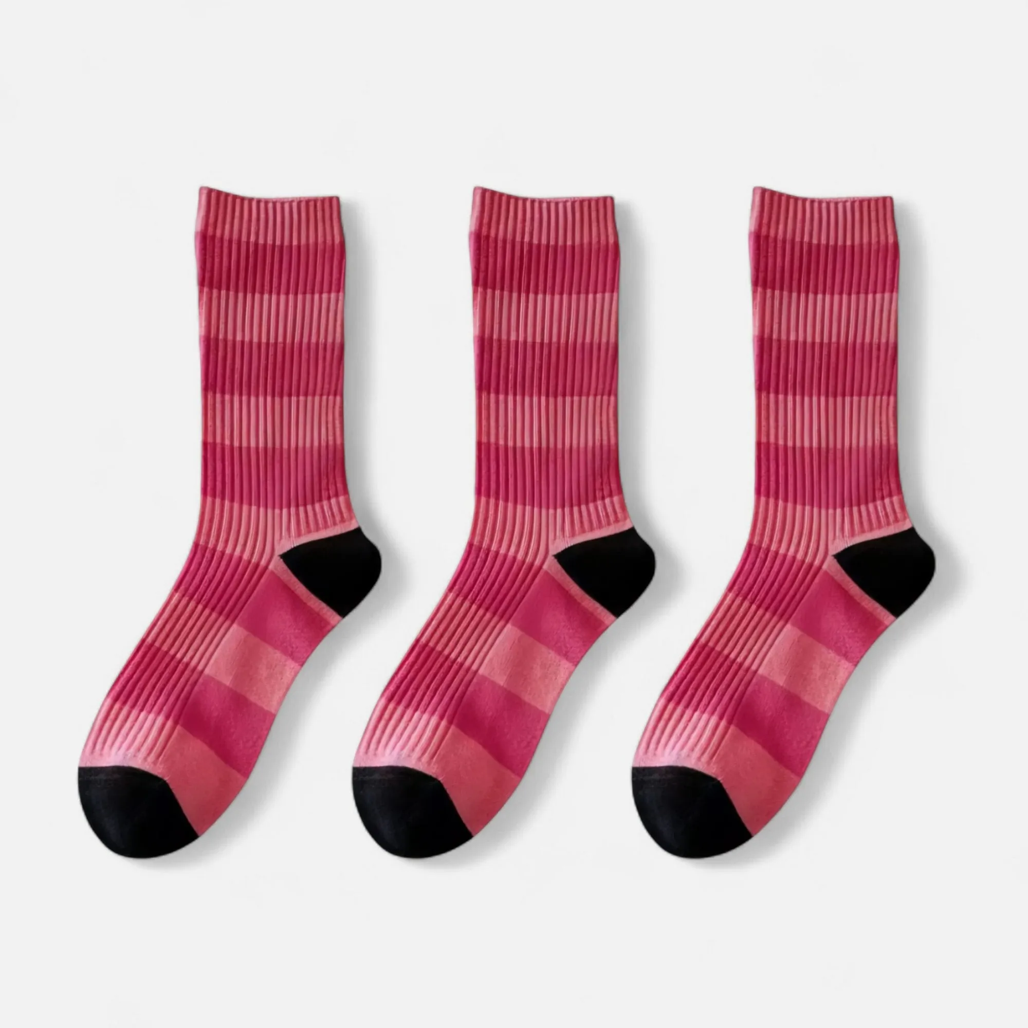 Anna-Kaci Women's 3-Pack Crew Socks with Wide Ribbed Knit and Bold Horizontal Stripe Pattern sold by Anna-Kaci