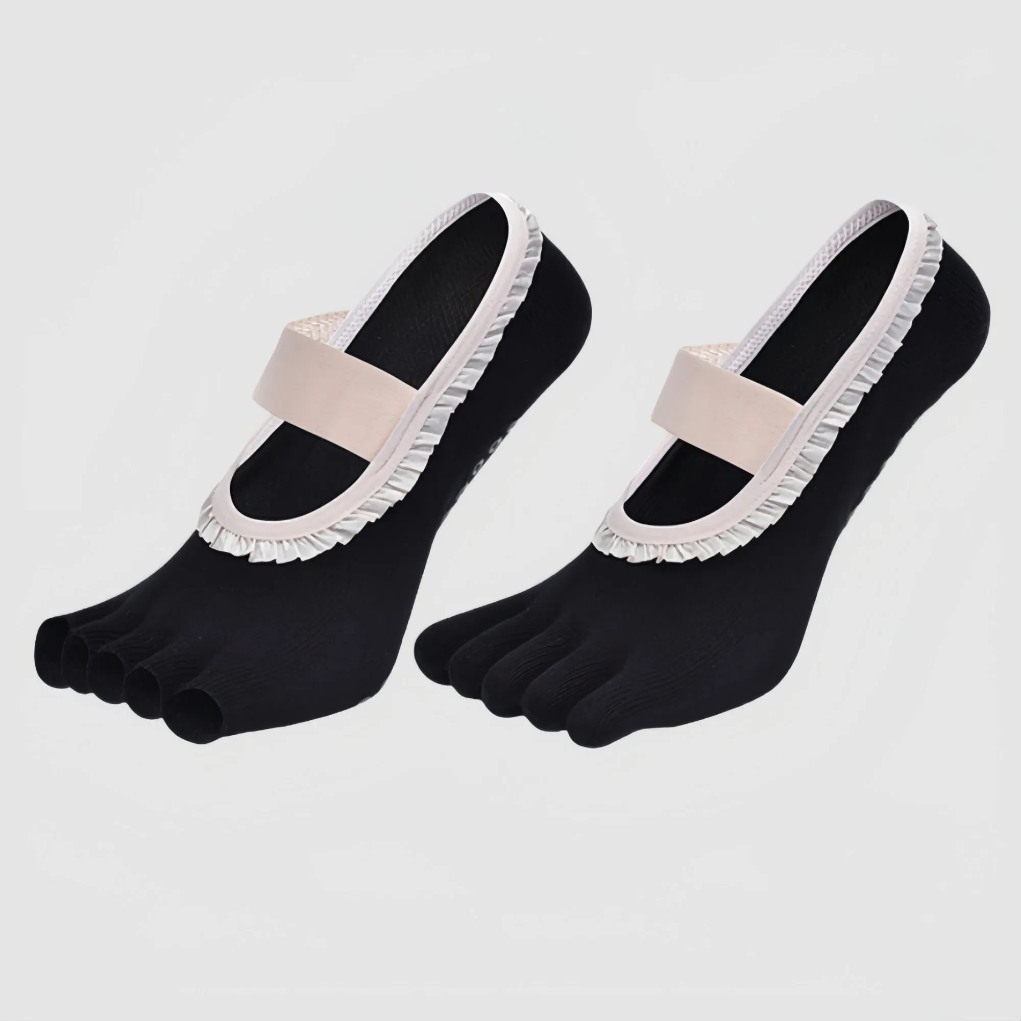 Anna-Kaci Women's 2-Pack Five-Toe Socks with Ruffle Trim and Ballet-Inspired Strap in Two Unique Styles sold by Anna-Kaci product image thumbnail 5
