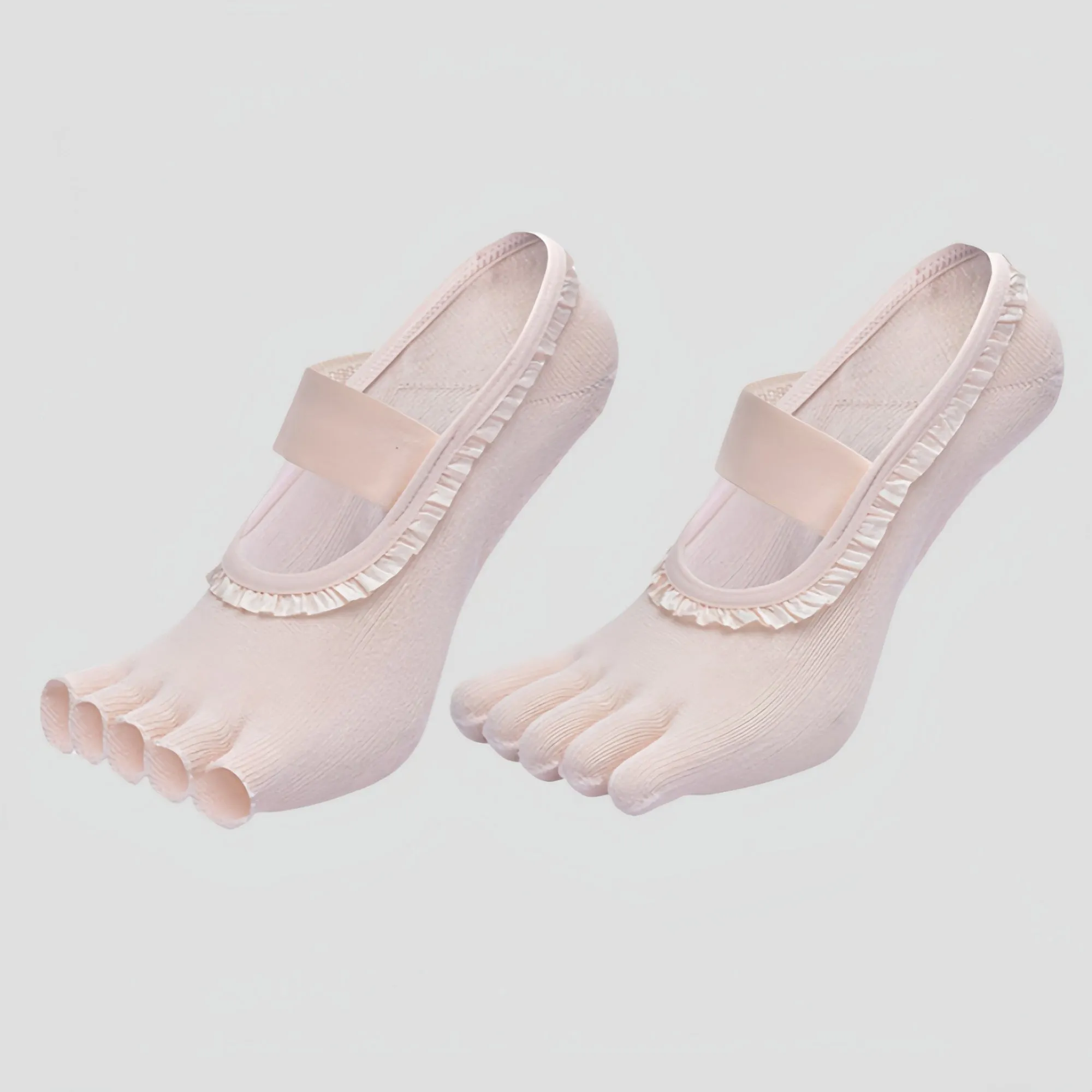 Anna-Kaci Women's 2-Pack Five-Toe Socks with Ruffle Trim and Ballet-Inspired Strap in Two Unique Styles sold by Anna-Kaci product image thumbnail 4