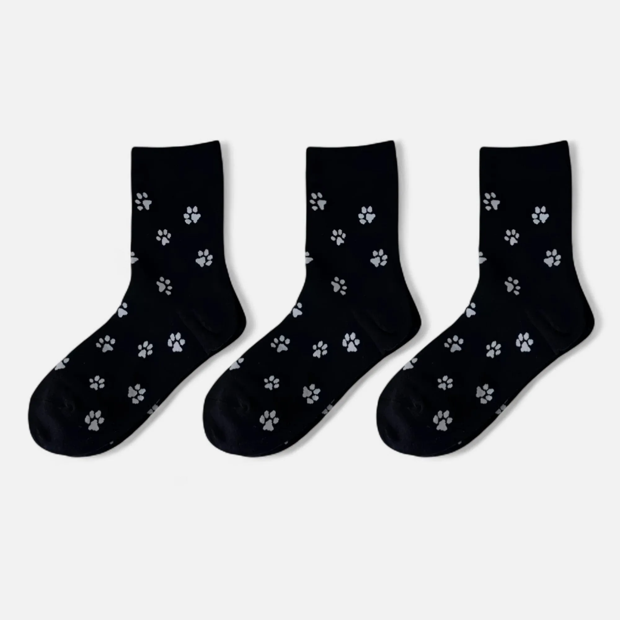 Anna-Kaci Women's 3-Pack Crew Socks with Allover Paw Print Pattern Soft Stretch Casual Sock Set sold by Anna-Kaci