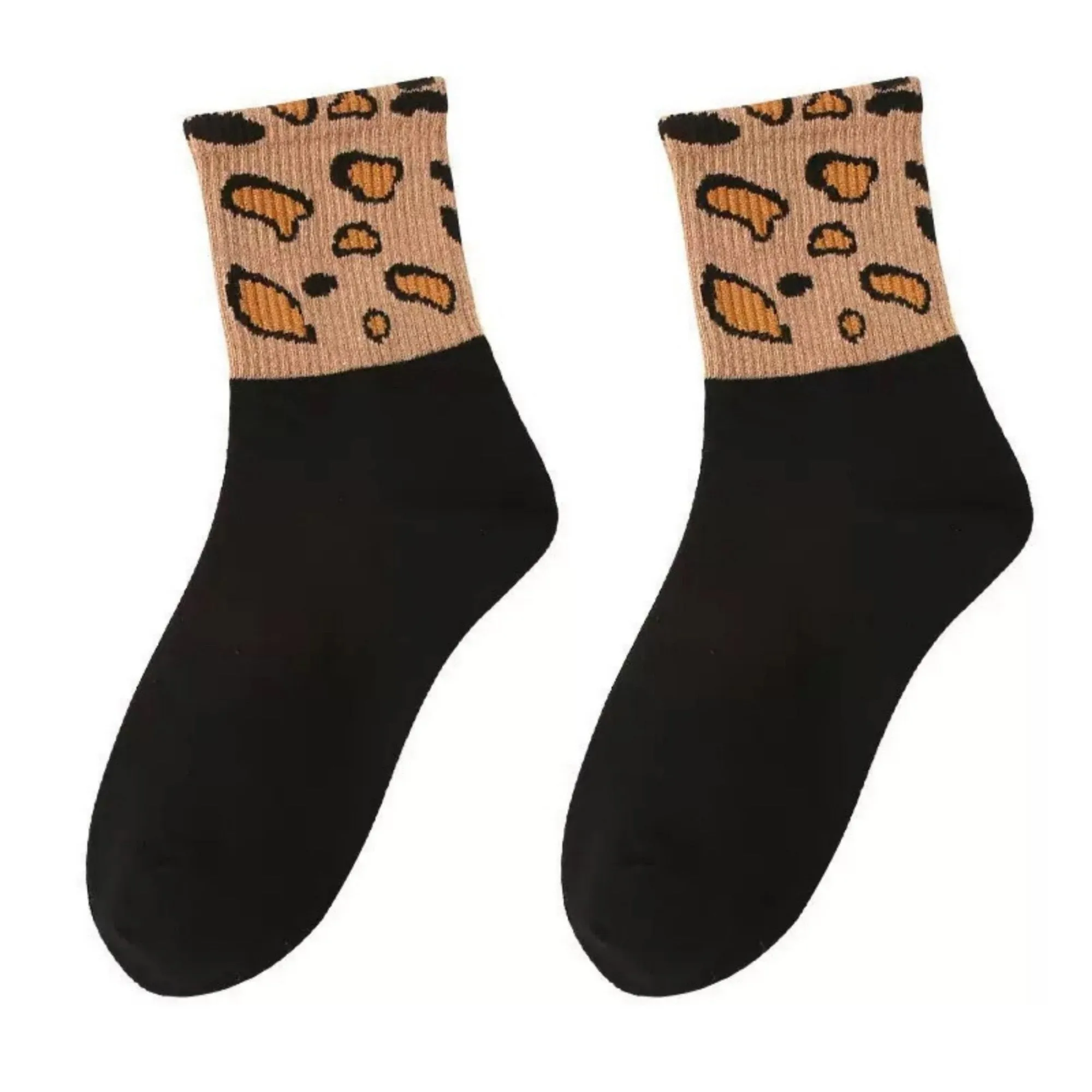 Anna-Kaci Women's 3-Pack Crew Socks with Ribbed Leopard Print Cuffs and Soft Stretch Knit Design sold by Anna-Kaci product image thumbnail 3